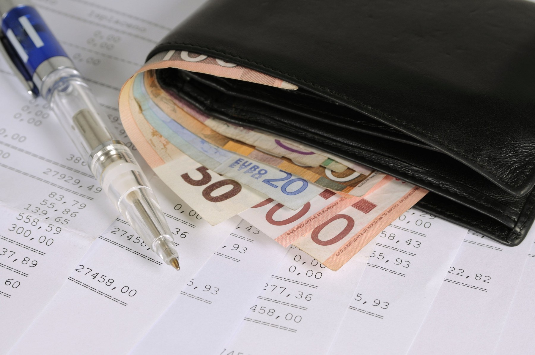 denarnica, denar, bankovci, plača, dohodki, evri, dohodek