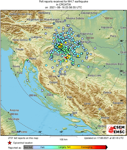 Potres na območju Petrinje