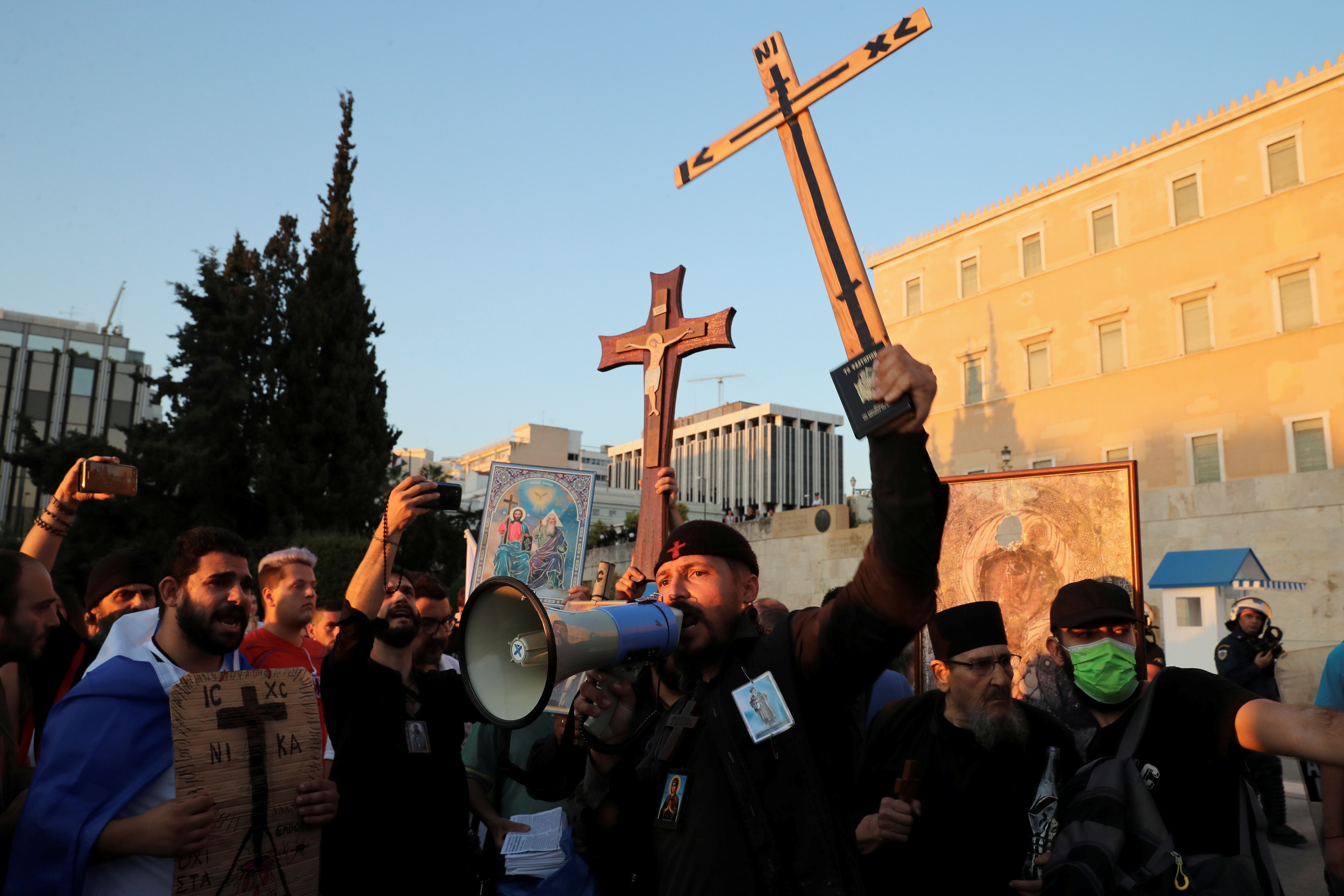 Protest against coronavirus disease (COVID-19) vaccinations in Athens