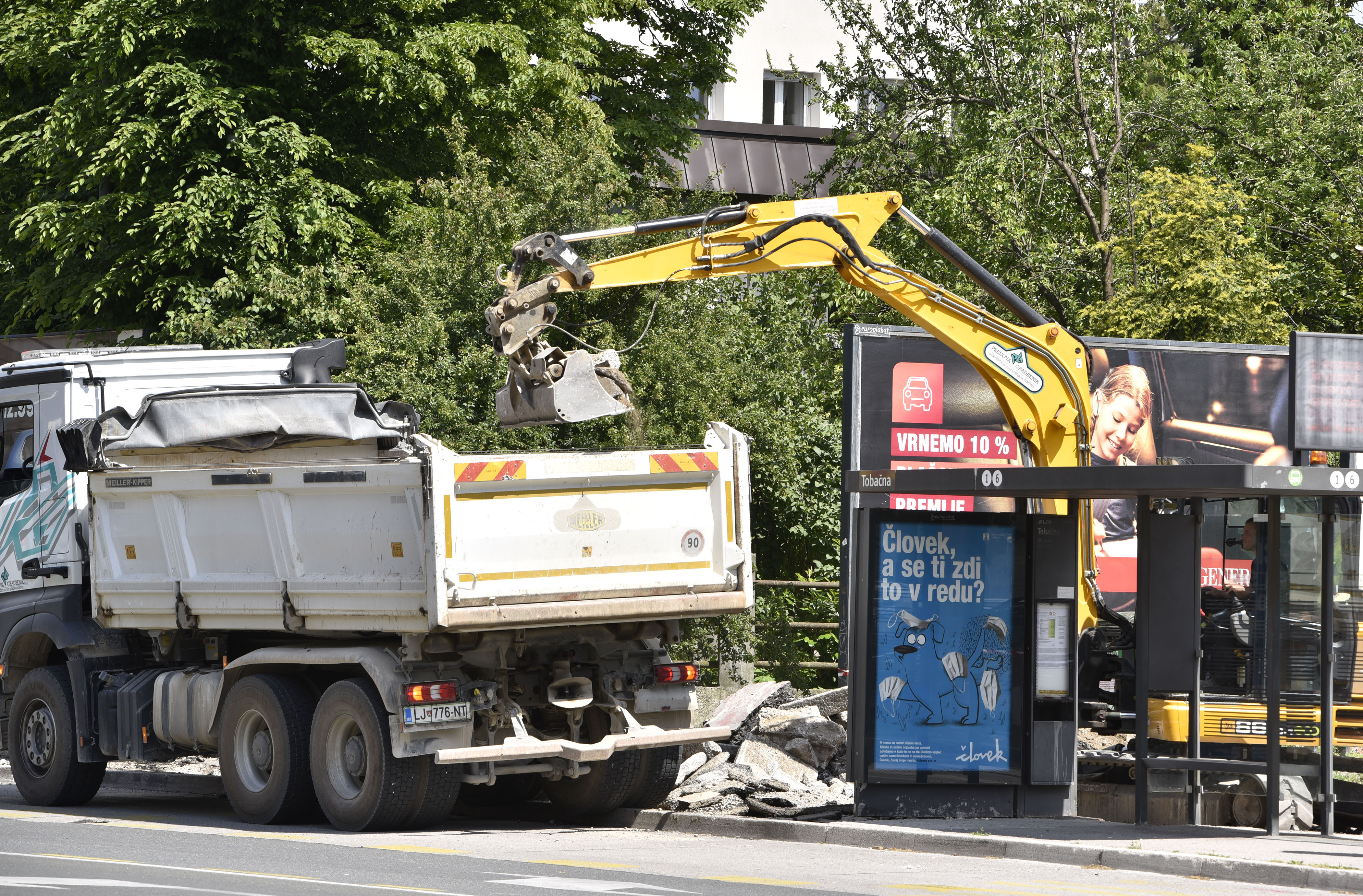 delo na cesti, gradbišče, obnova ceste