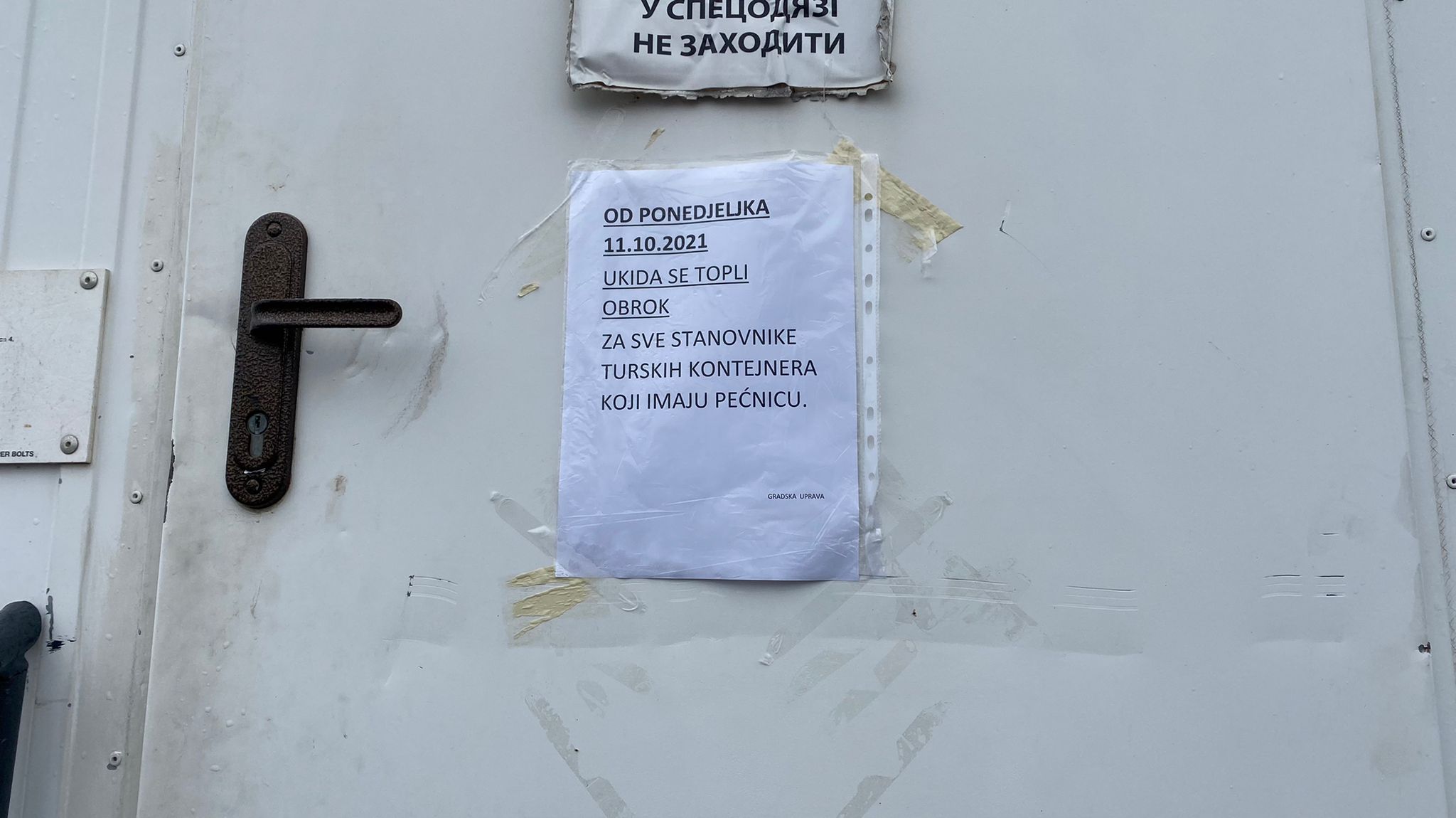 Obvestilo o prenehanju toplih obrokov