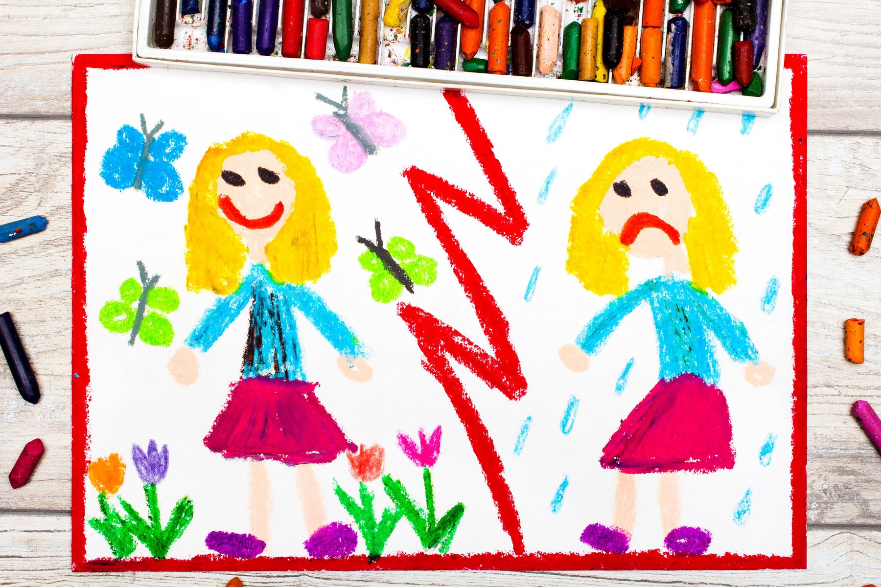 otroška risbica, risba, žalost,