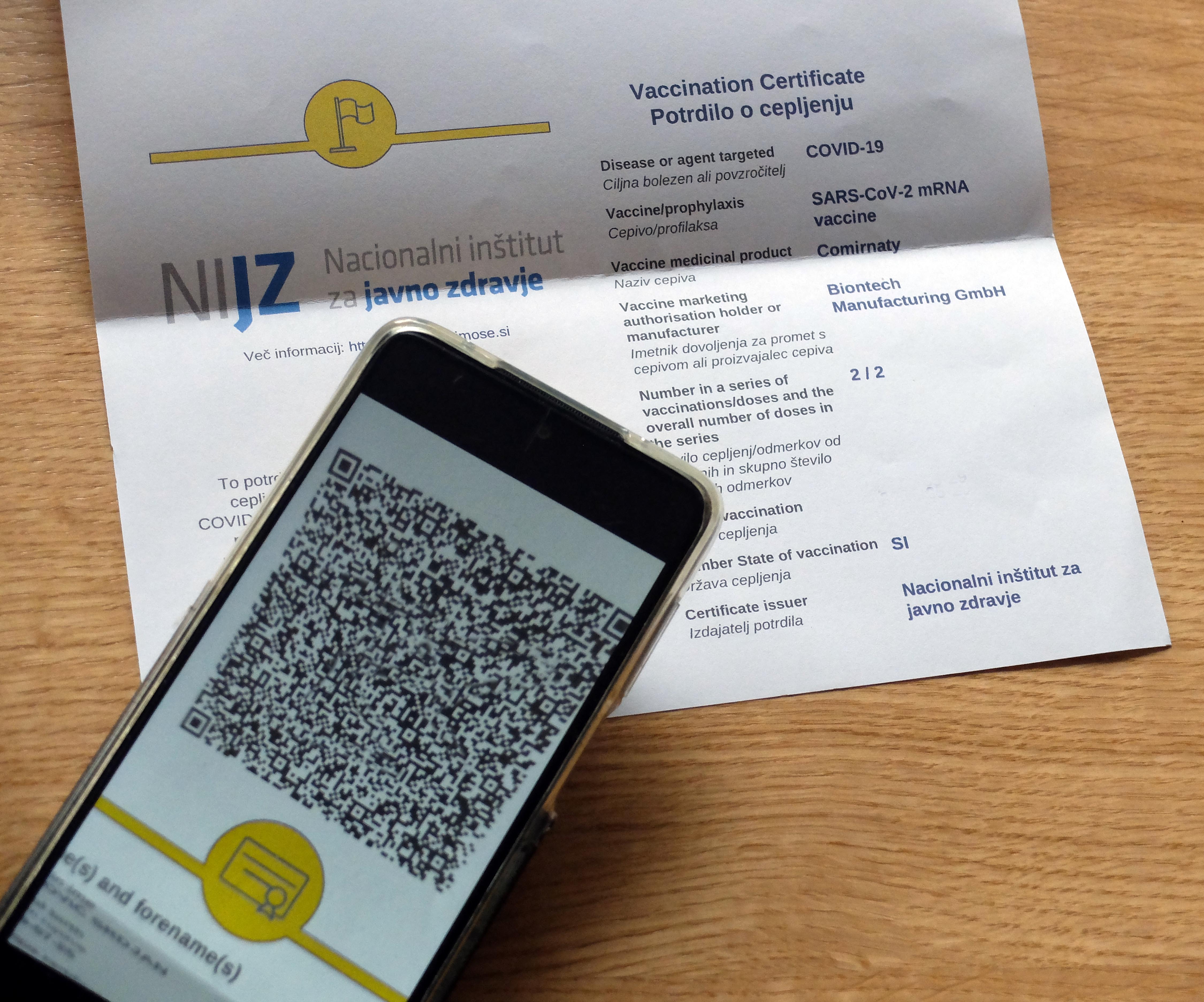 PCT, preverjanje, QR