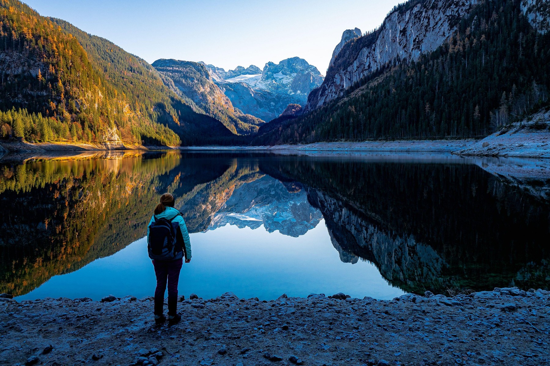 jezero, ženska, narava