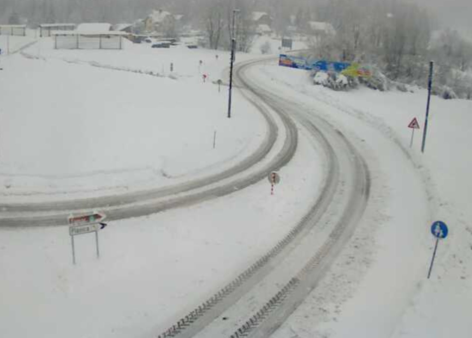 sneg, Rateče, Planica, cesta