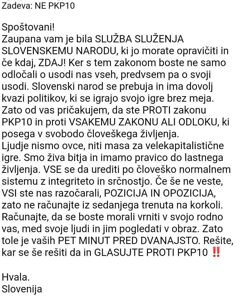 Sporočilo 1