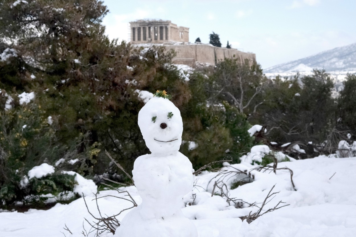 snežni vihar, grčija, atene