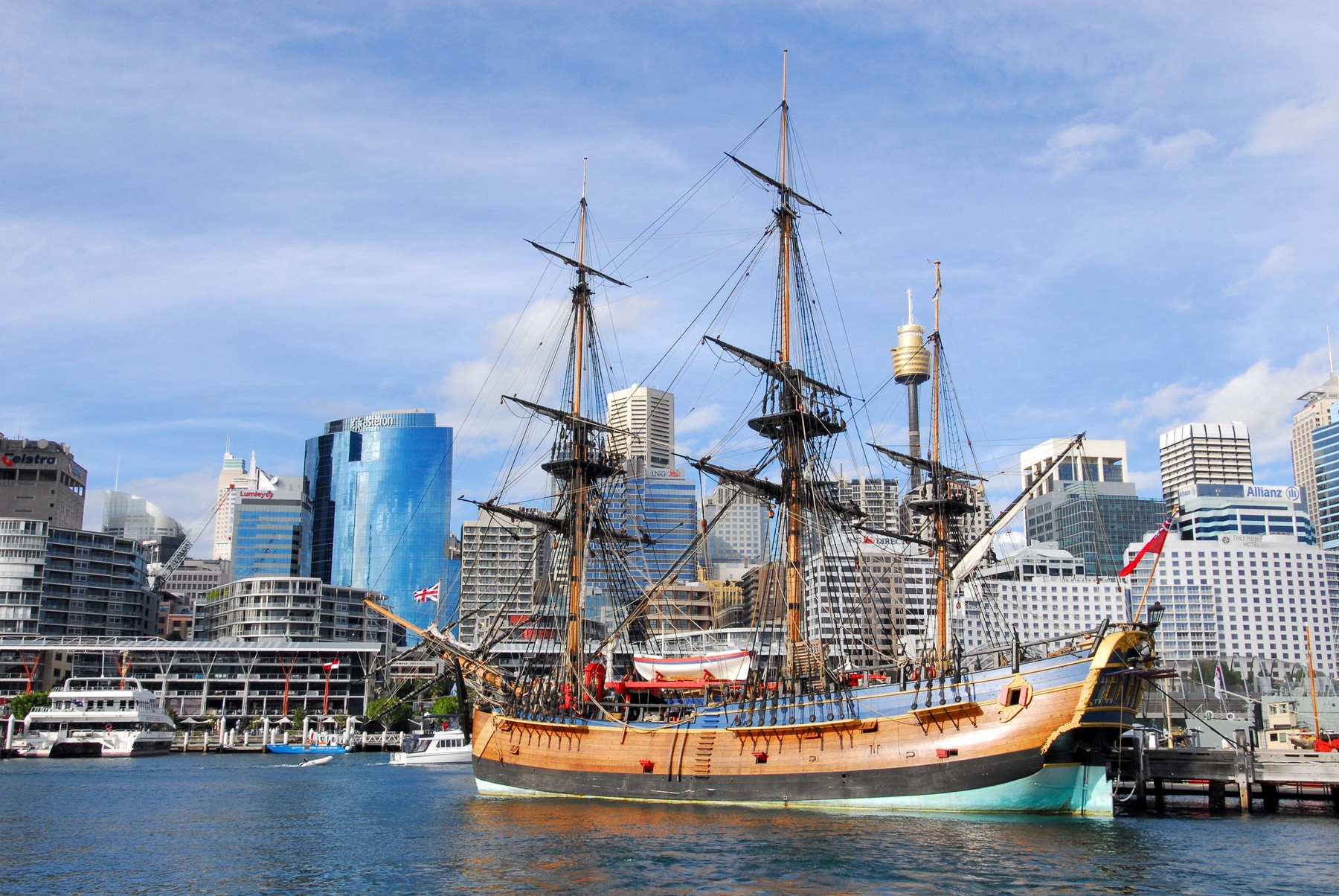 Replica of the Endeavour docked in Darling Harbour, Sydney