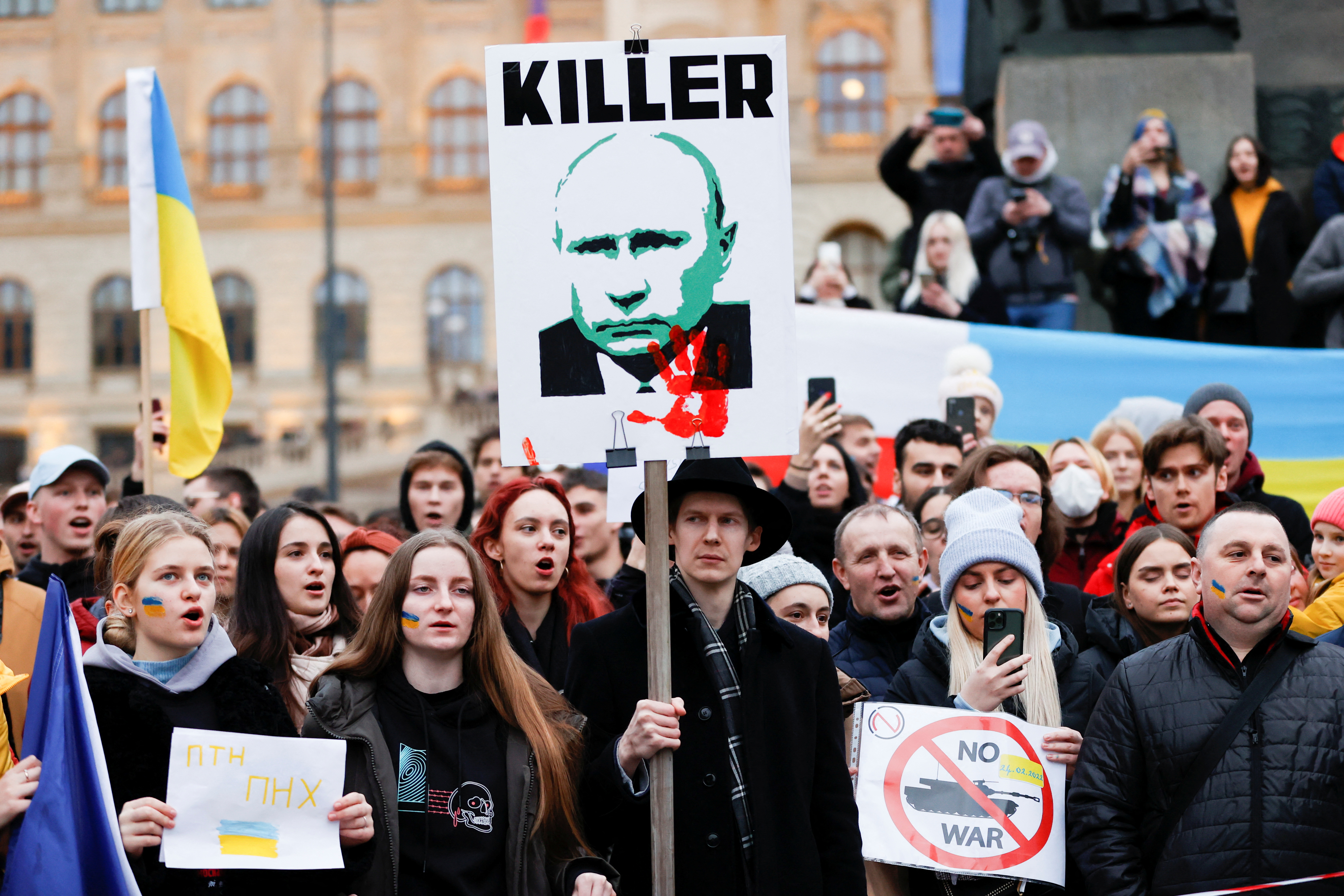 Protest in support of Ukraine, in Prague