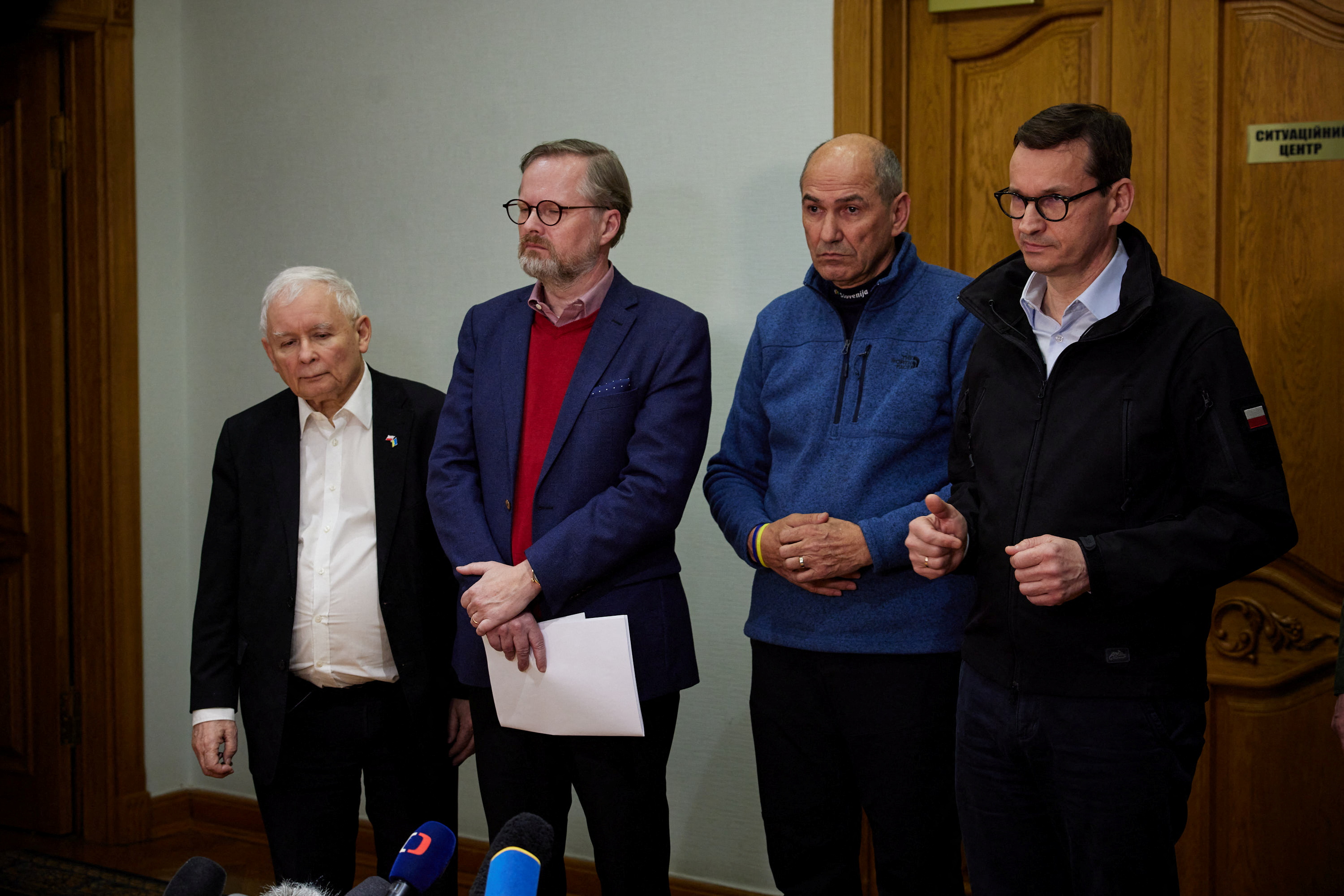 Kijev, Janez Janša, Mateusz Morawiecki, Petr Fiala