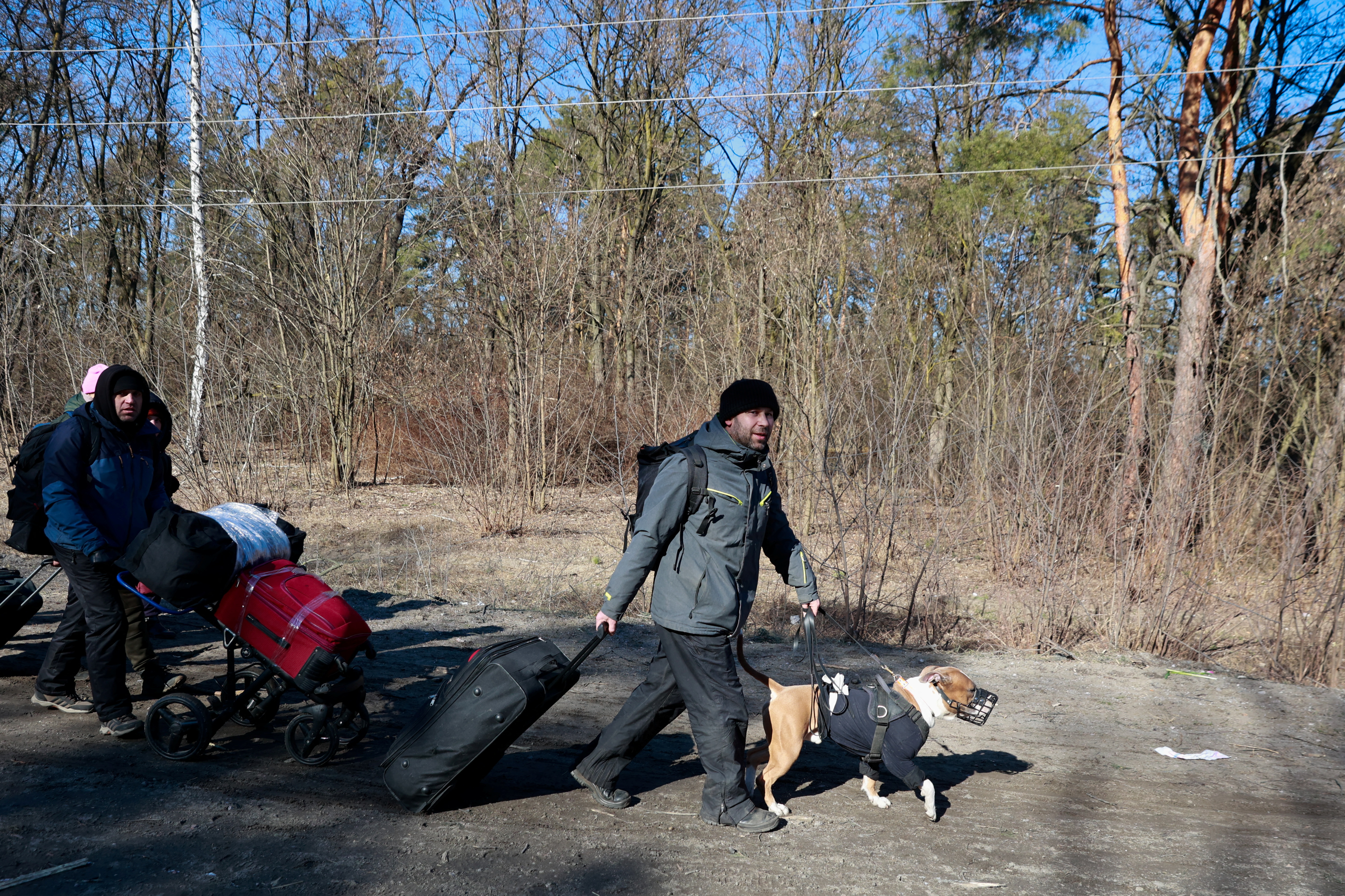 begunec s psom beži iz Kijeva