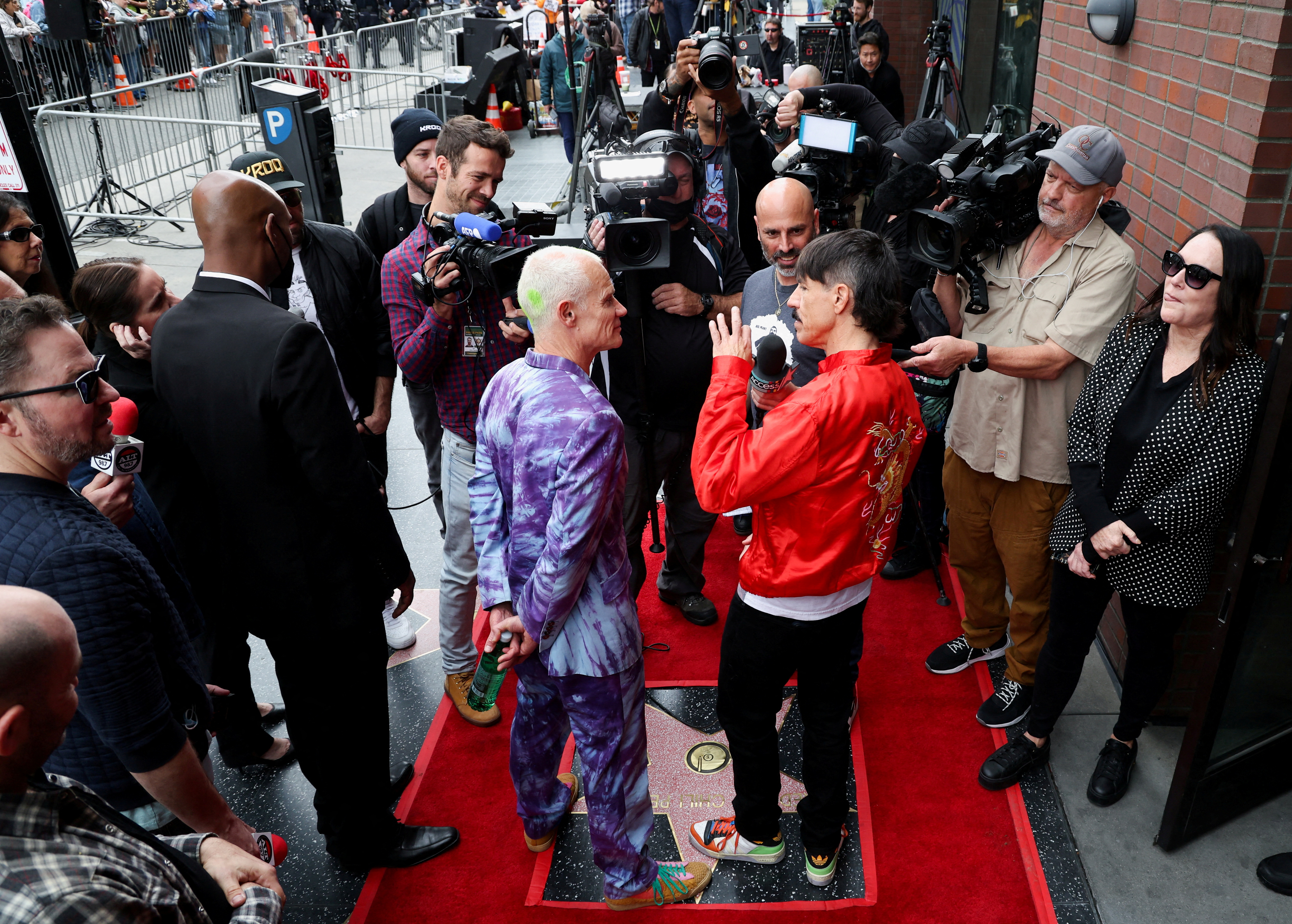 Rock band Red Hot Chili Peppers unveil their star on the Hollywood Walk of Fame, in Los Angeles