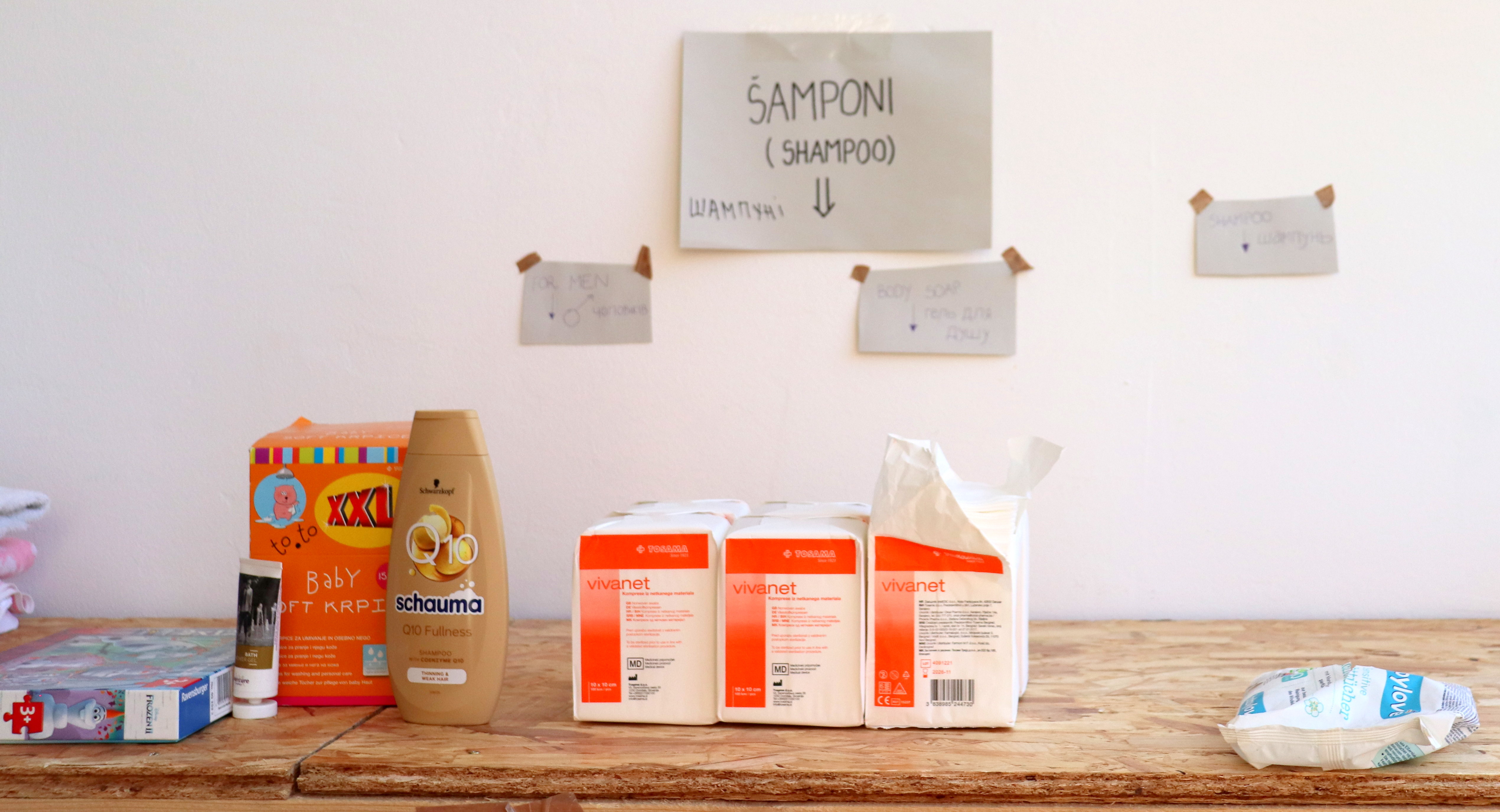 ukrajinski begunci, higienske potrebščine