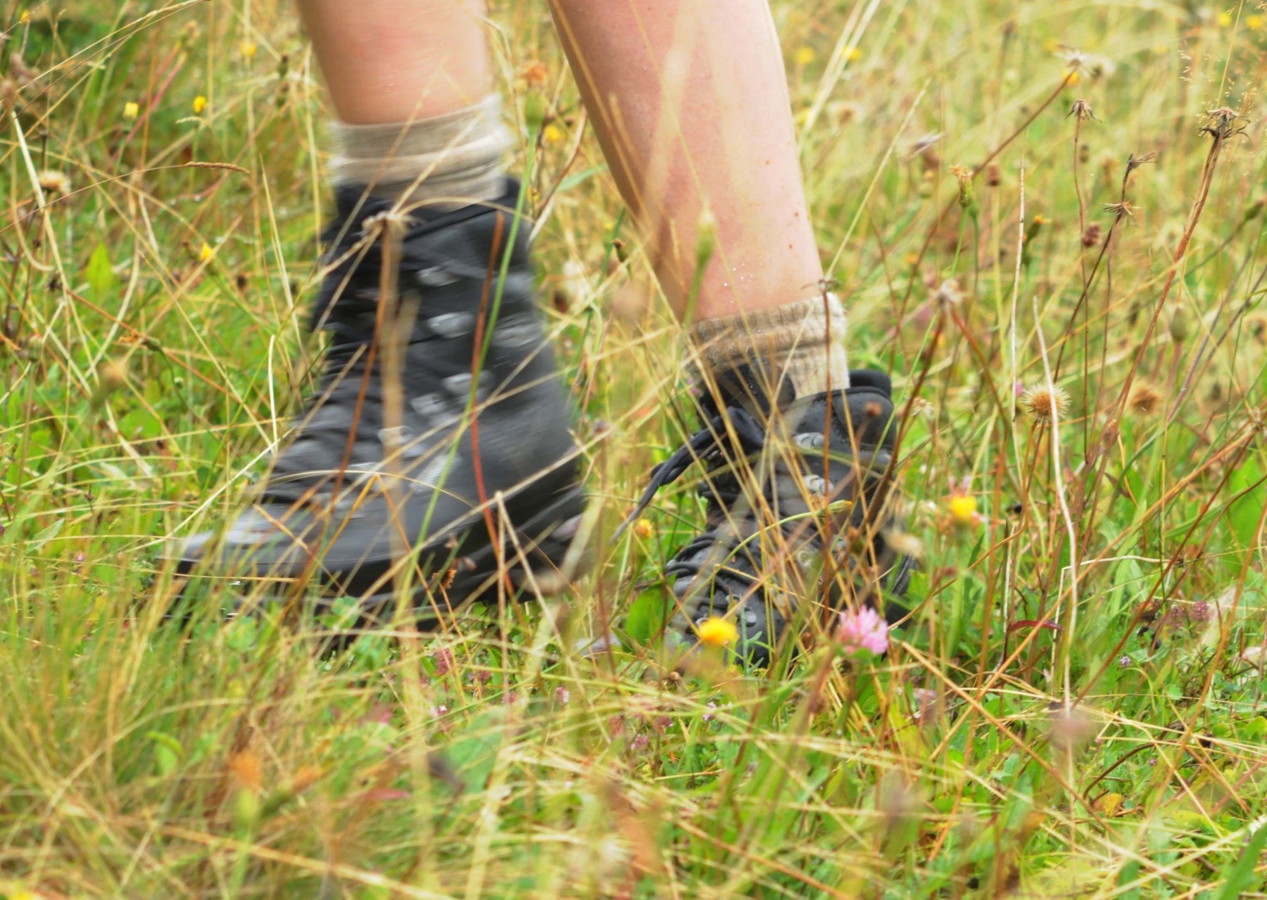 wearing hiking shoes in the mountains