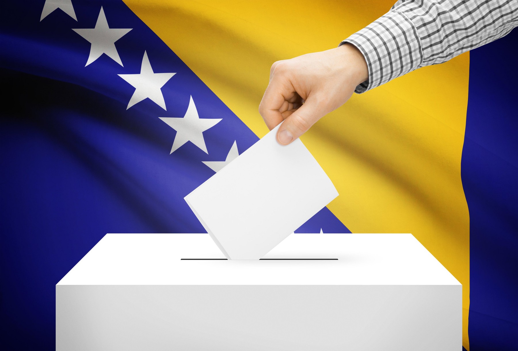 Voting concept - Ballot box with national flag on background - Bosnia and Herzegovina