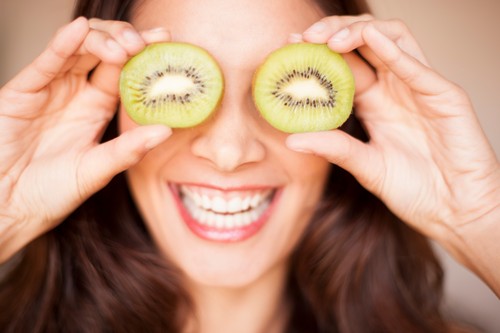 ženska, smeh, kivi, oči