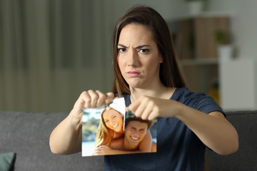 ženska, slika, trganje, jeza