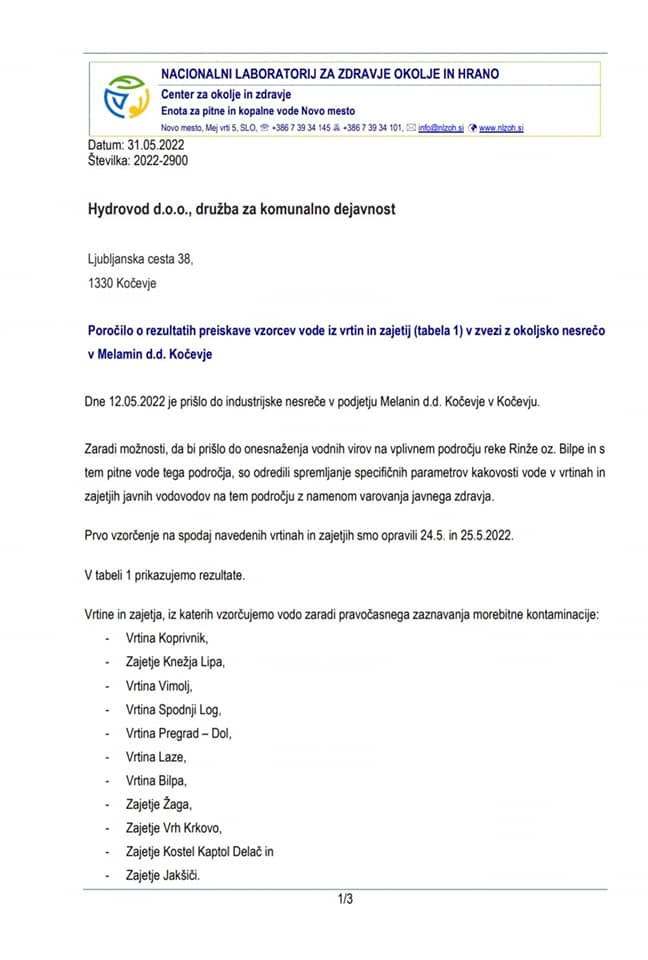 Analiza NZLOH Melamin