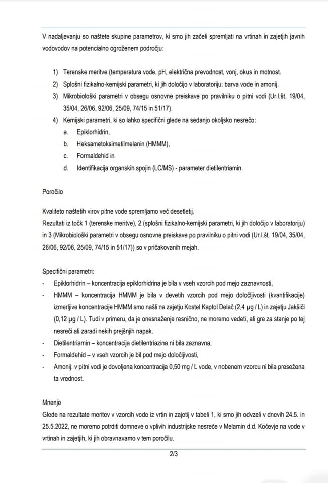 Analiza NZLOH Melamin