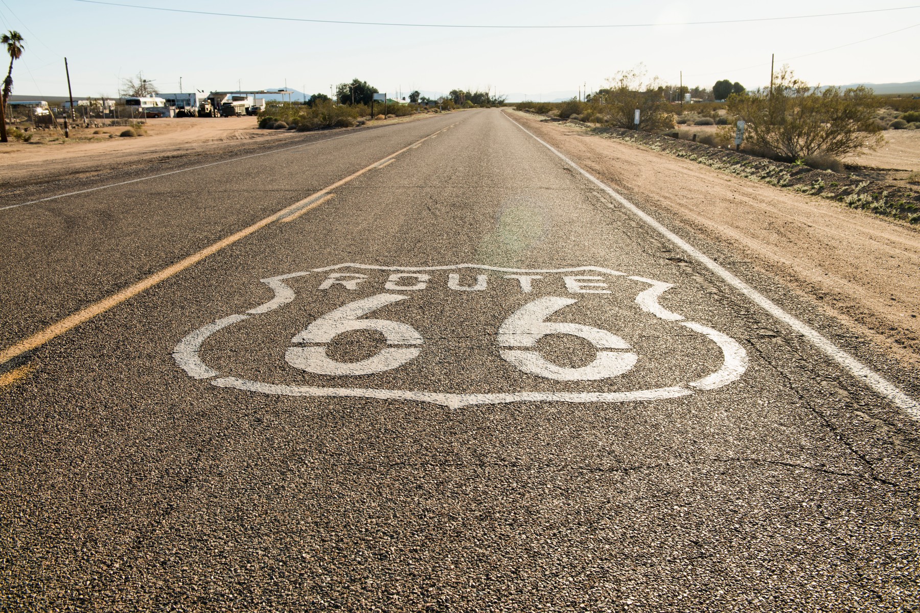 Route 66 road mark, California, USA