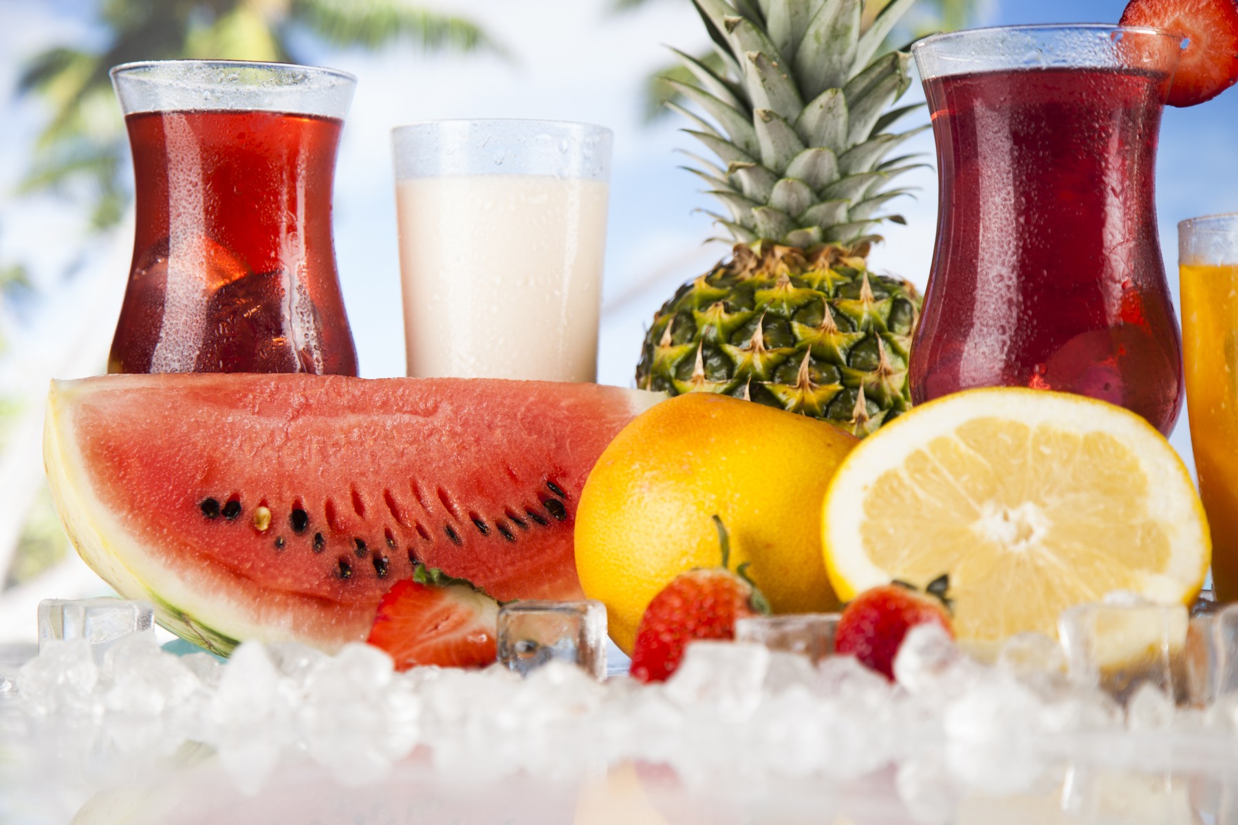 ananas, lubenica, limona, sok, led