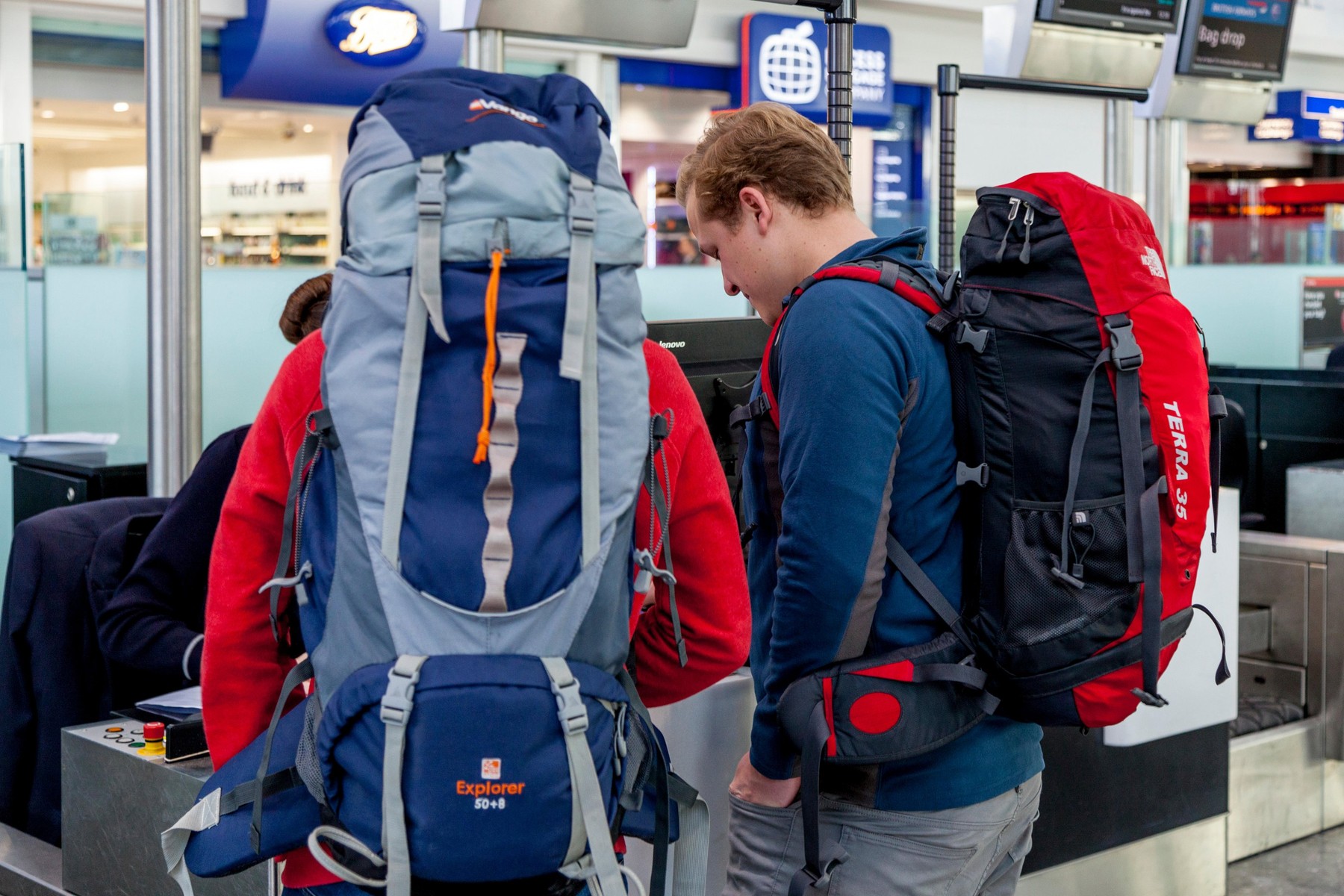 moški, ženska, letališče, prijava