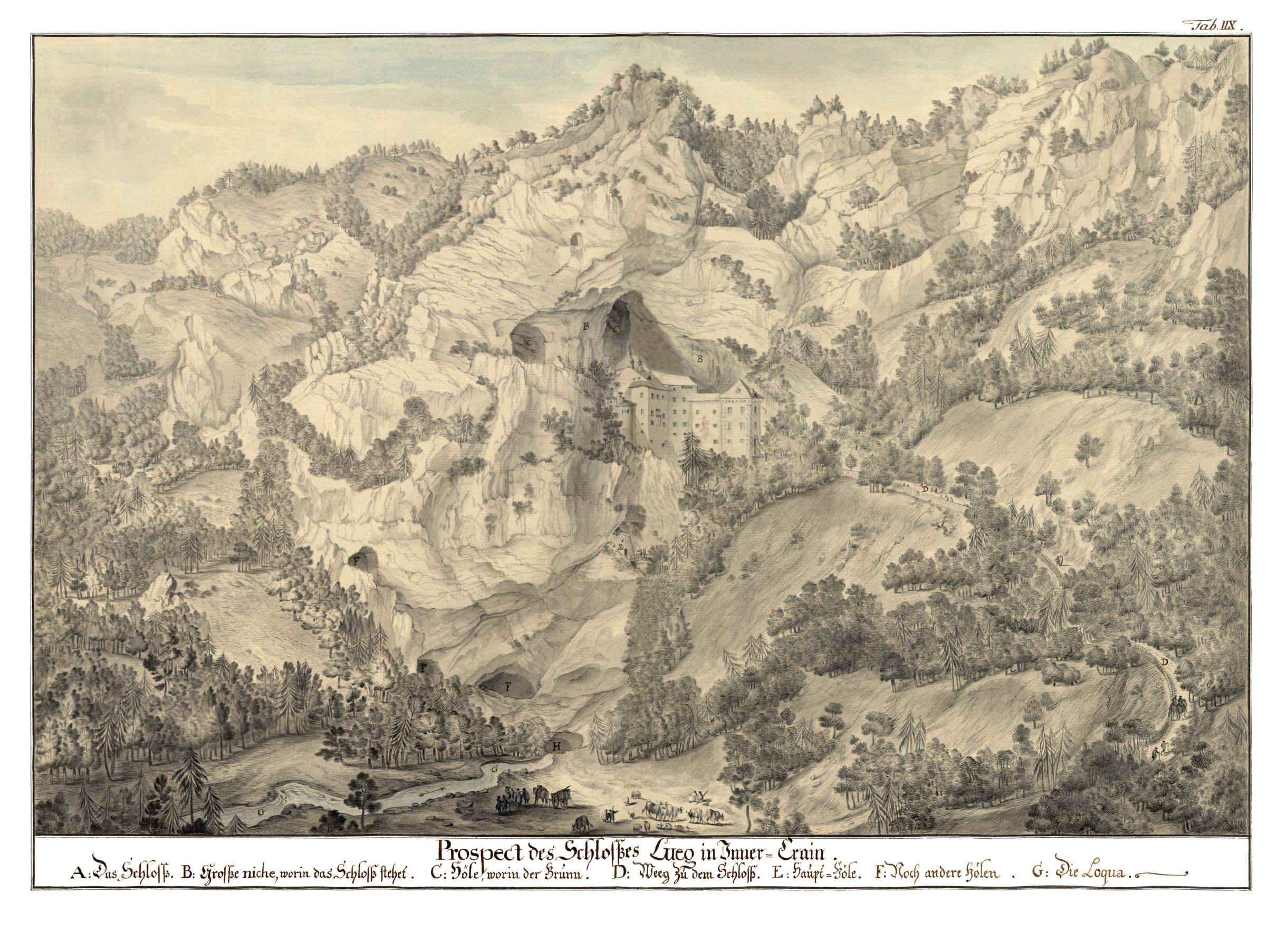 Pogled na Predjamski grad na Notranjskem.