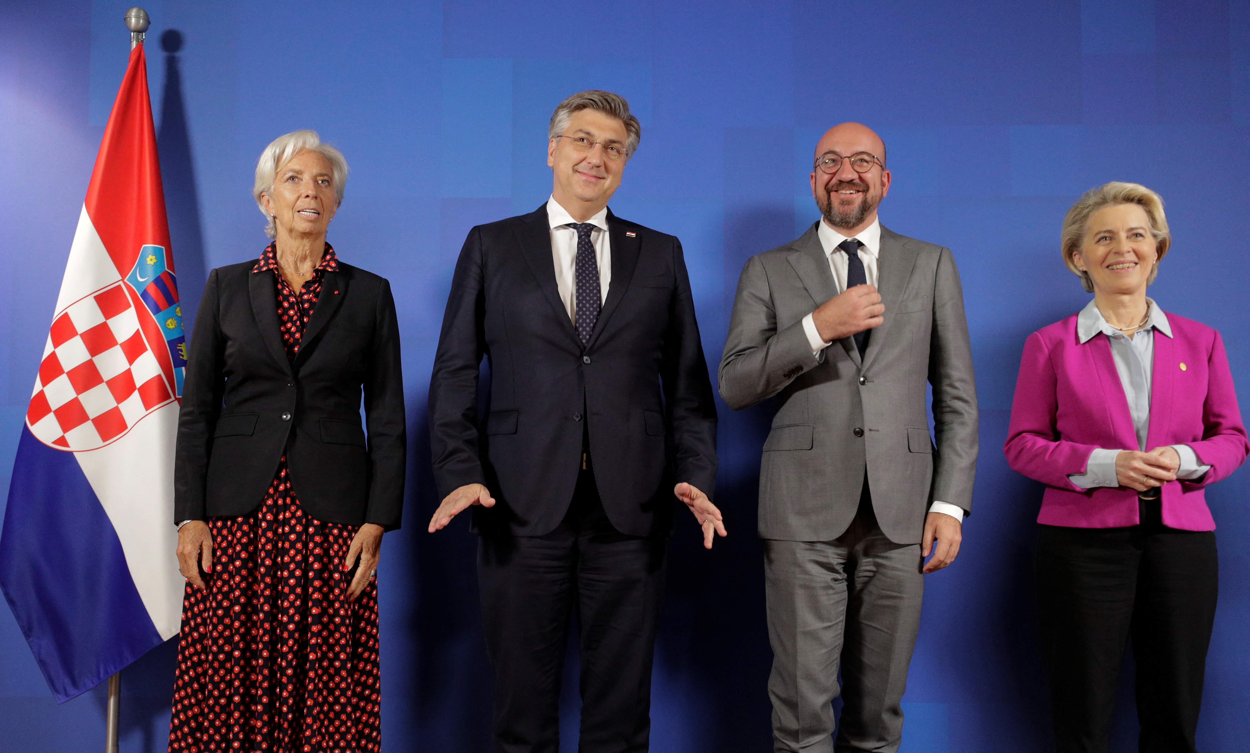 Christine Lagarde, Andrej Plenković, Charles Michel in Ursula von der Leyen