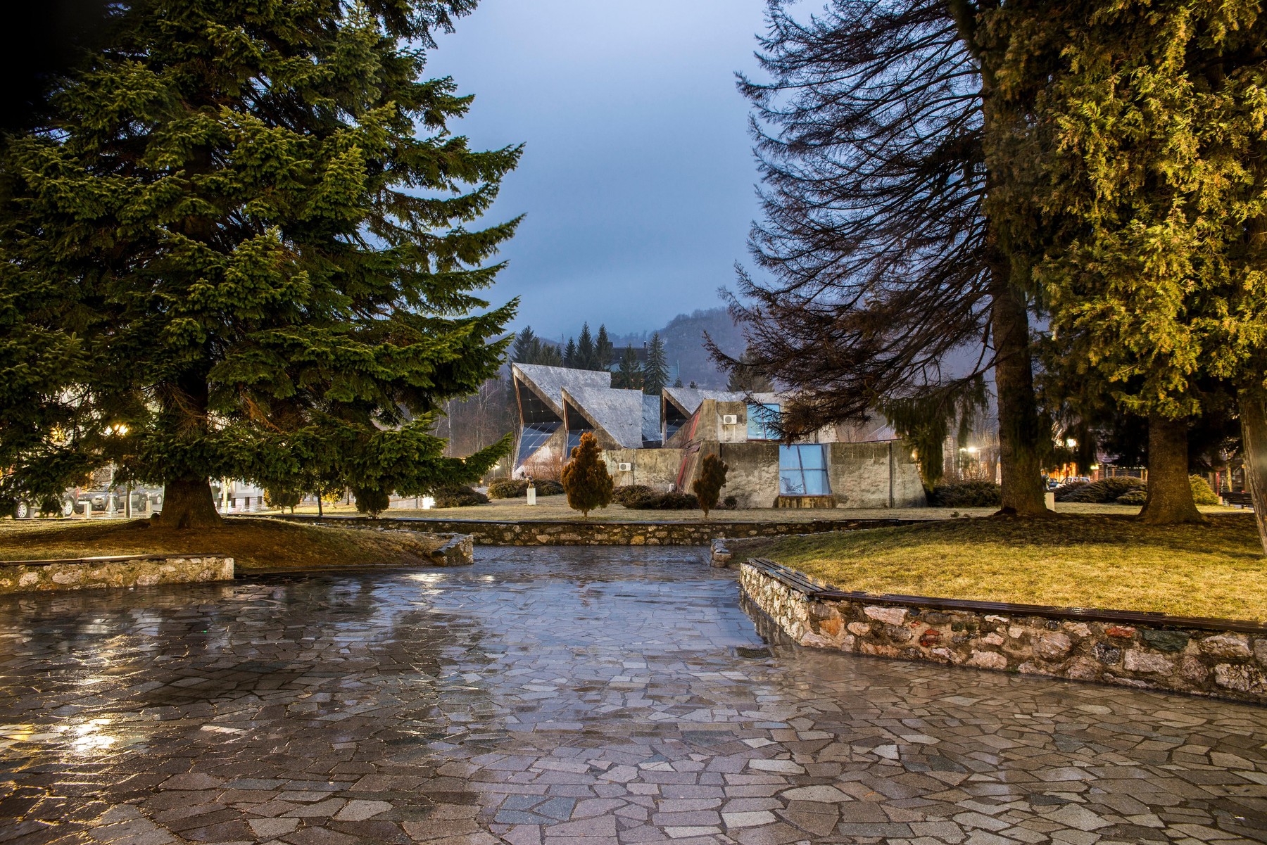 Town hall on central square, Kolasin, Montenegro