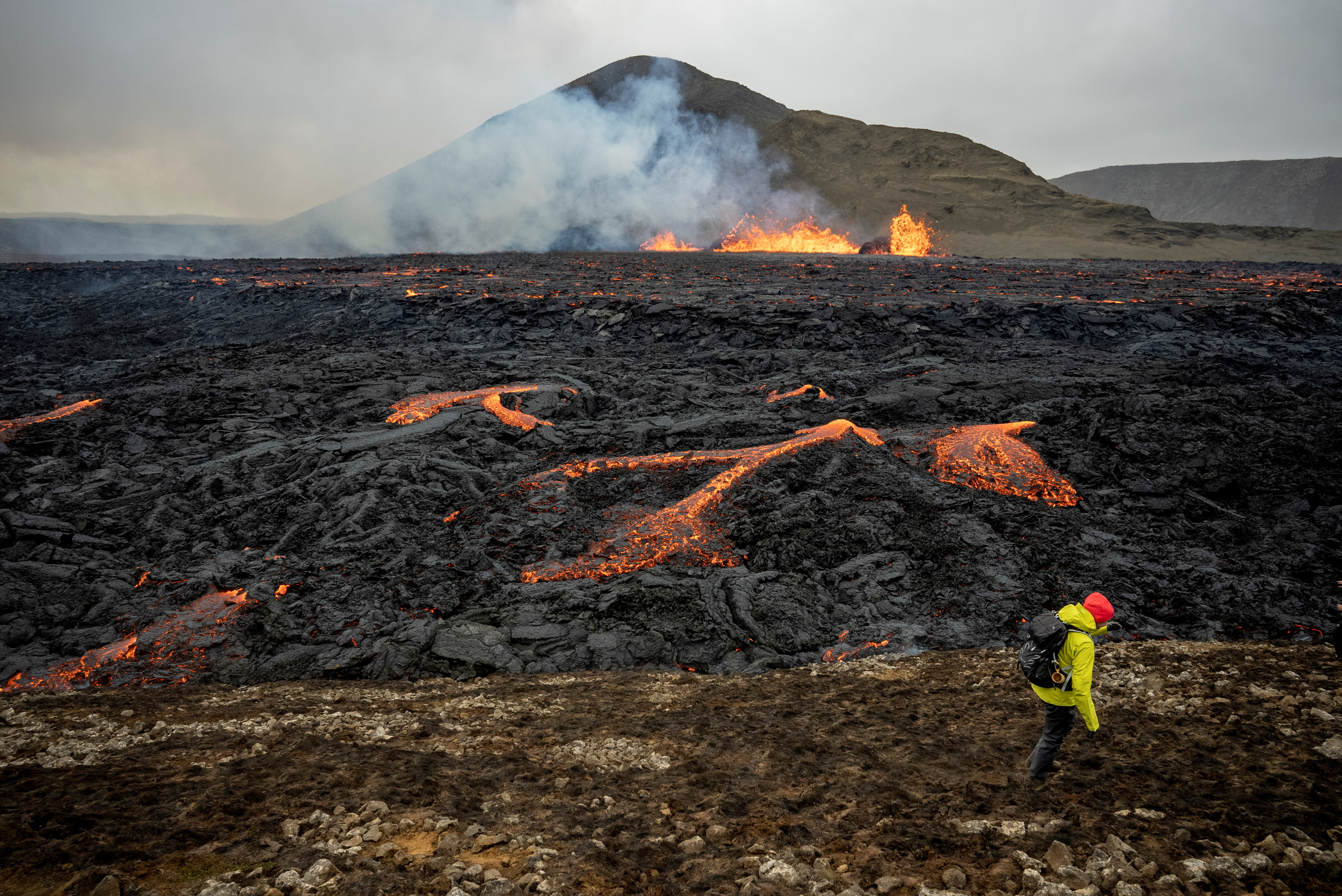 Iceland's Fagradalsfjall volcano sputters lava 20 miles from Reykjavik