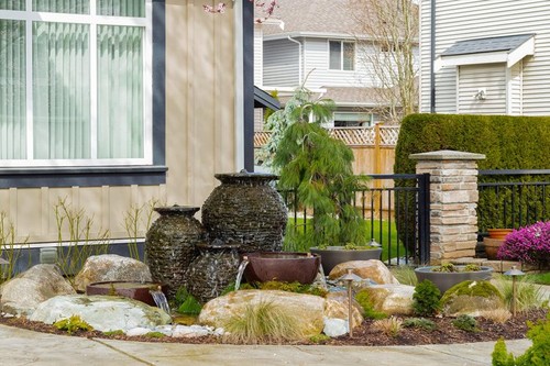 hiša, dom, vhod, voda, kamenje