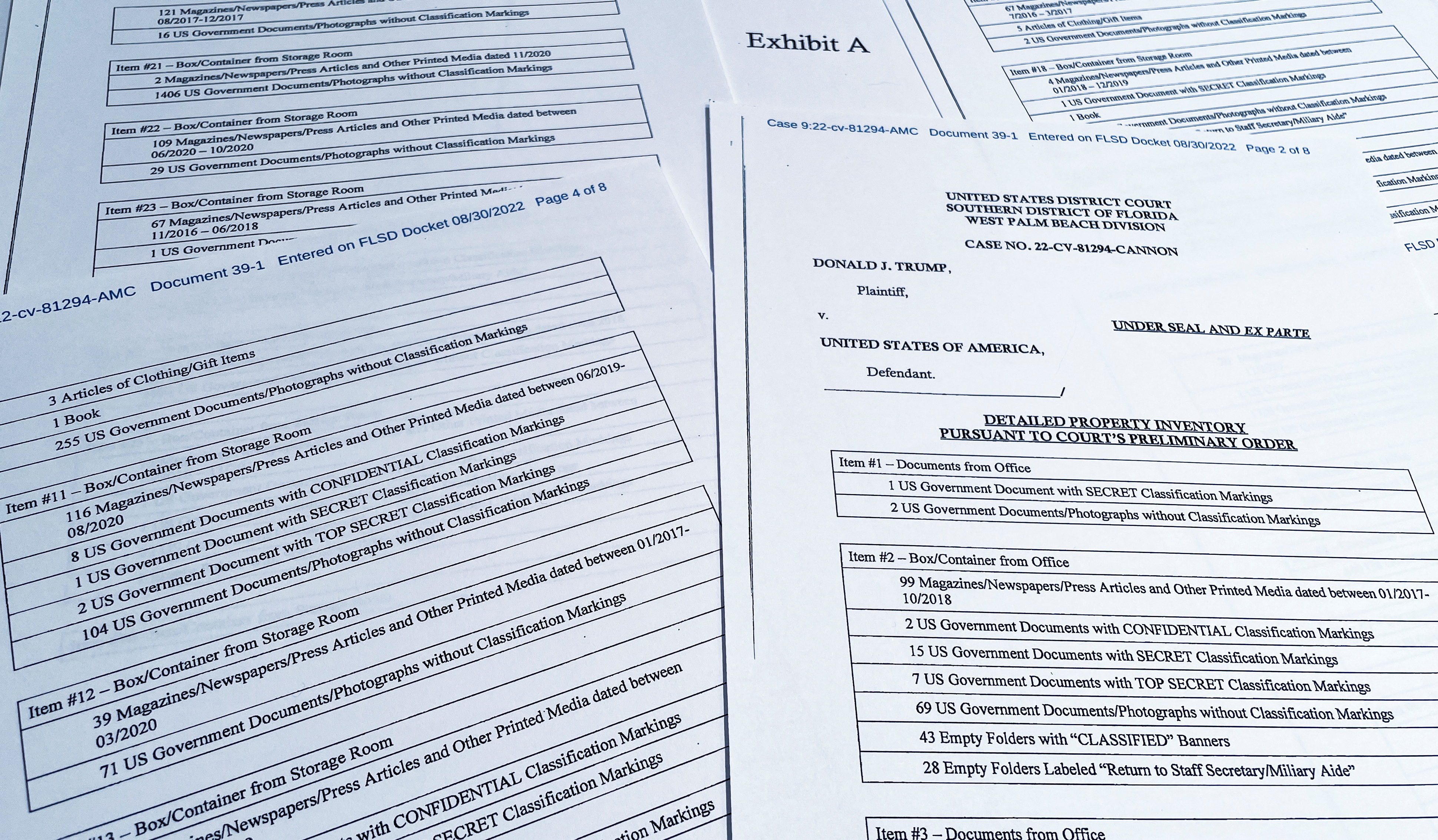 zaseženi dokumenti Trump