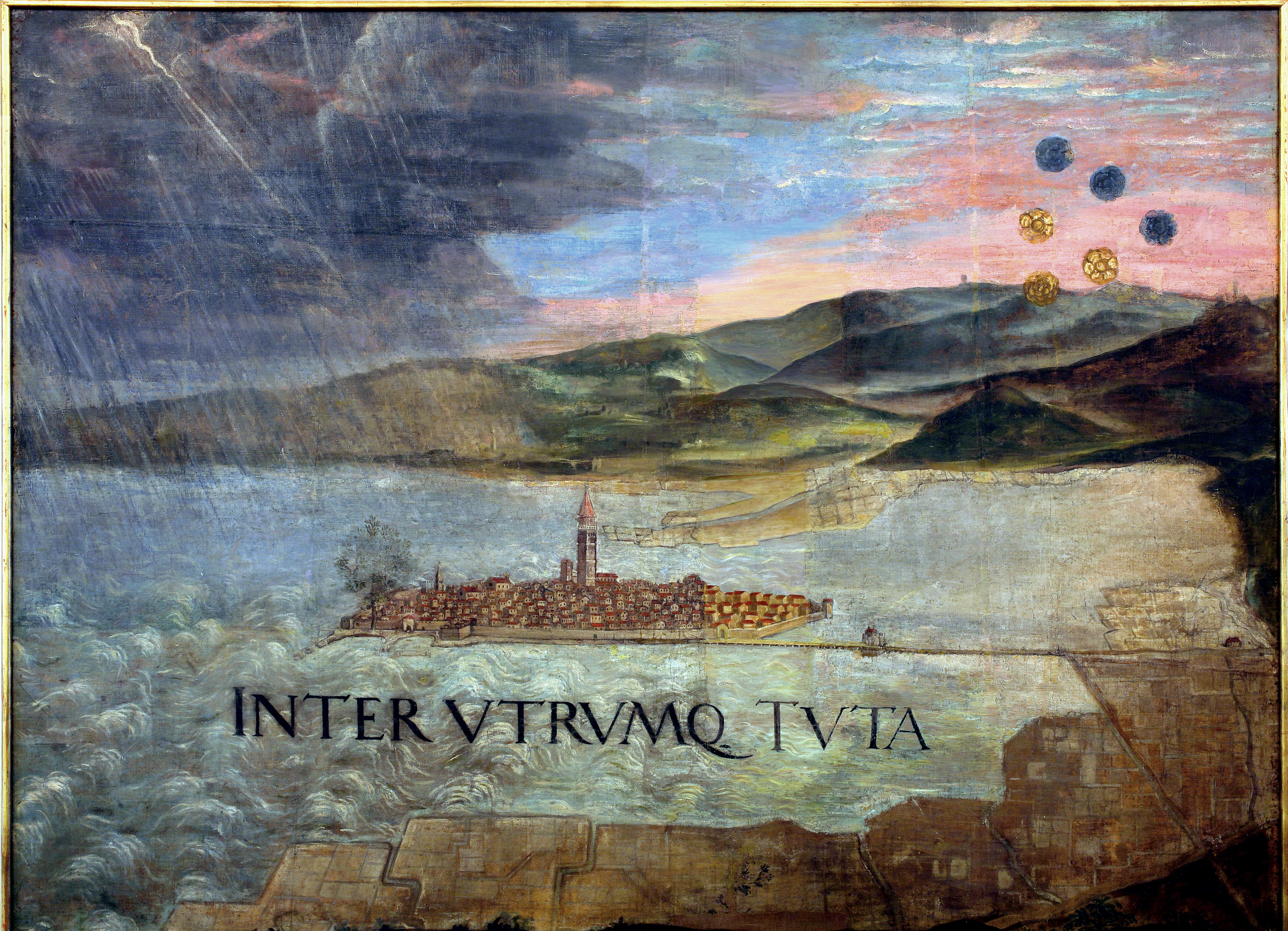 Upodobitev Kopra iz leta 1589 (gradivo hrani Pokrajinski muzej Koper)