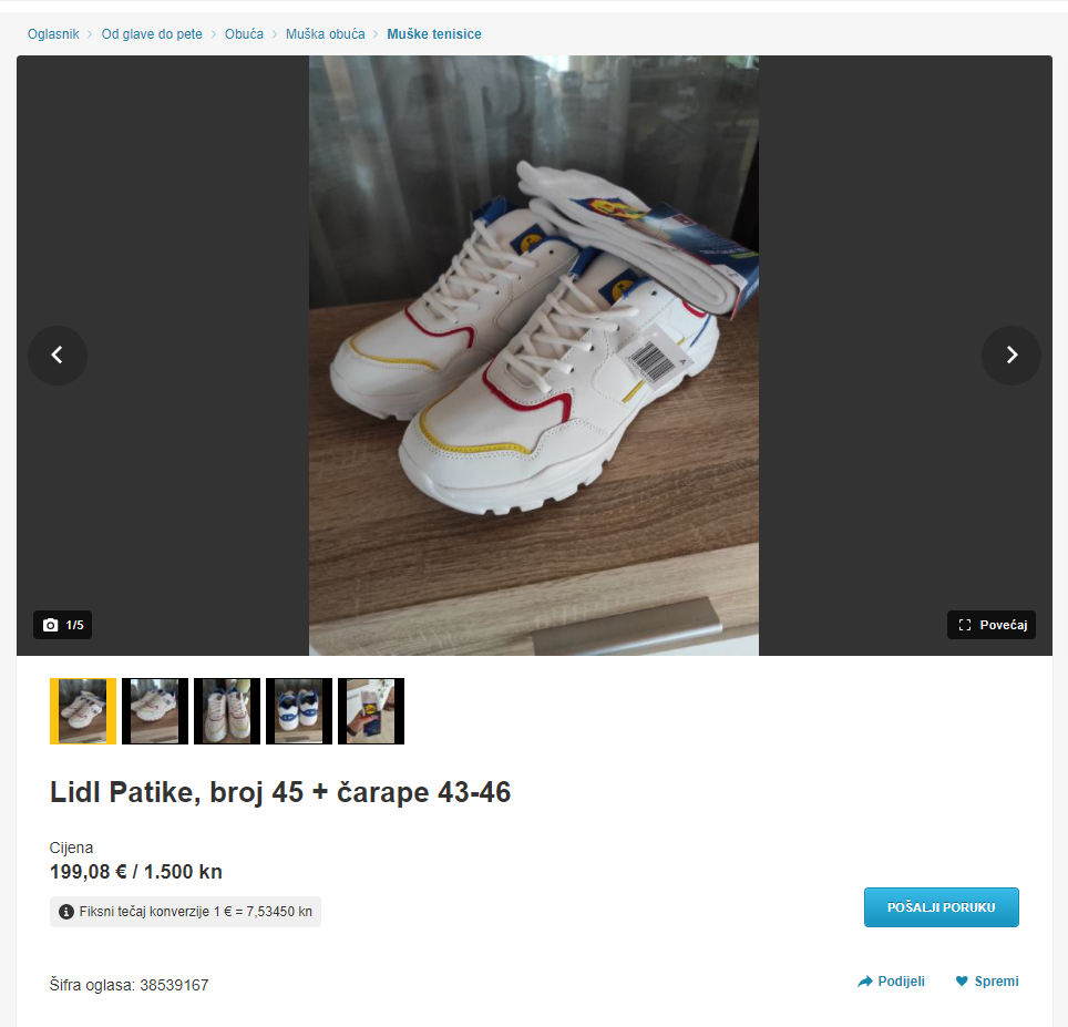 Posnetek zaslona: Njuškalo.hr oglasnik