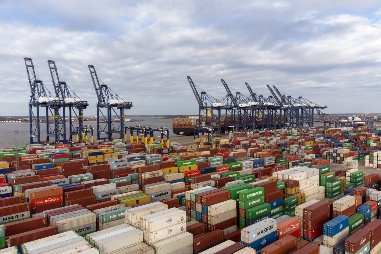 felixstowe, stavka, kontejnersko pristanišče