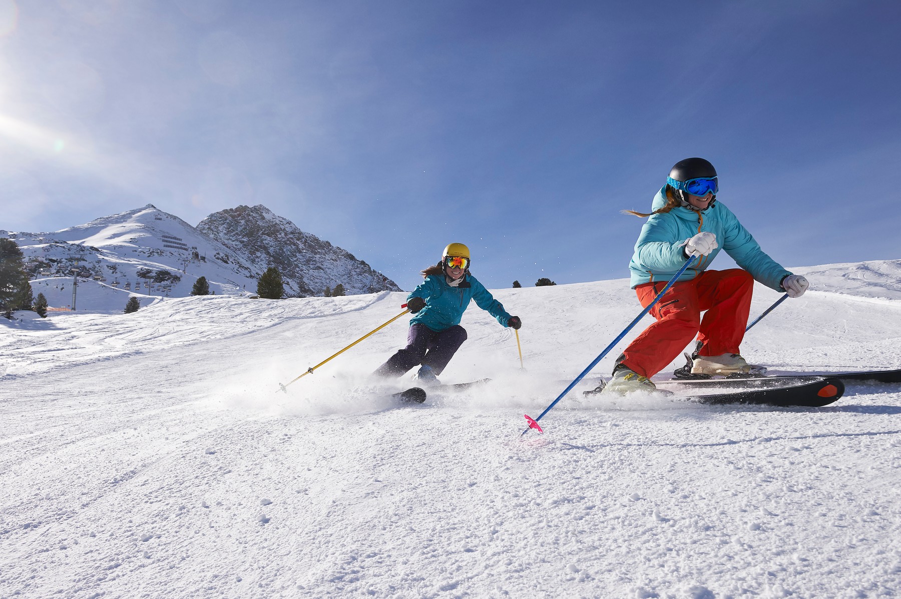 Skiers skiing, Kühtai, Austria