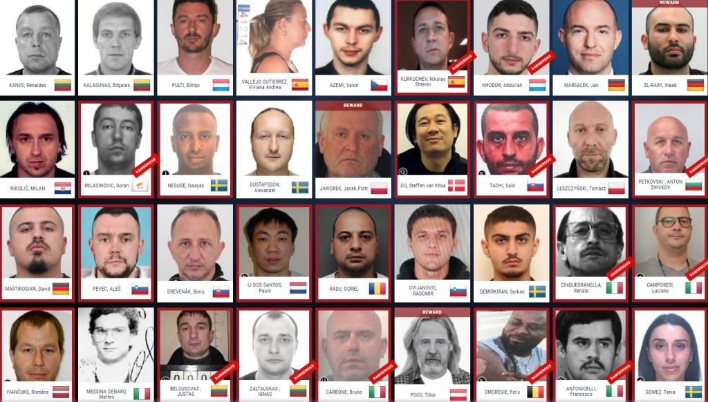 Eu most wanted seznam