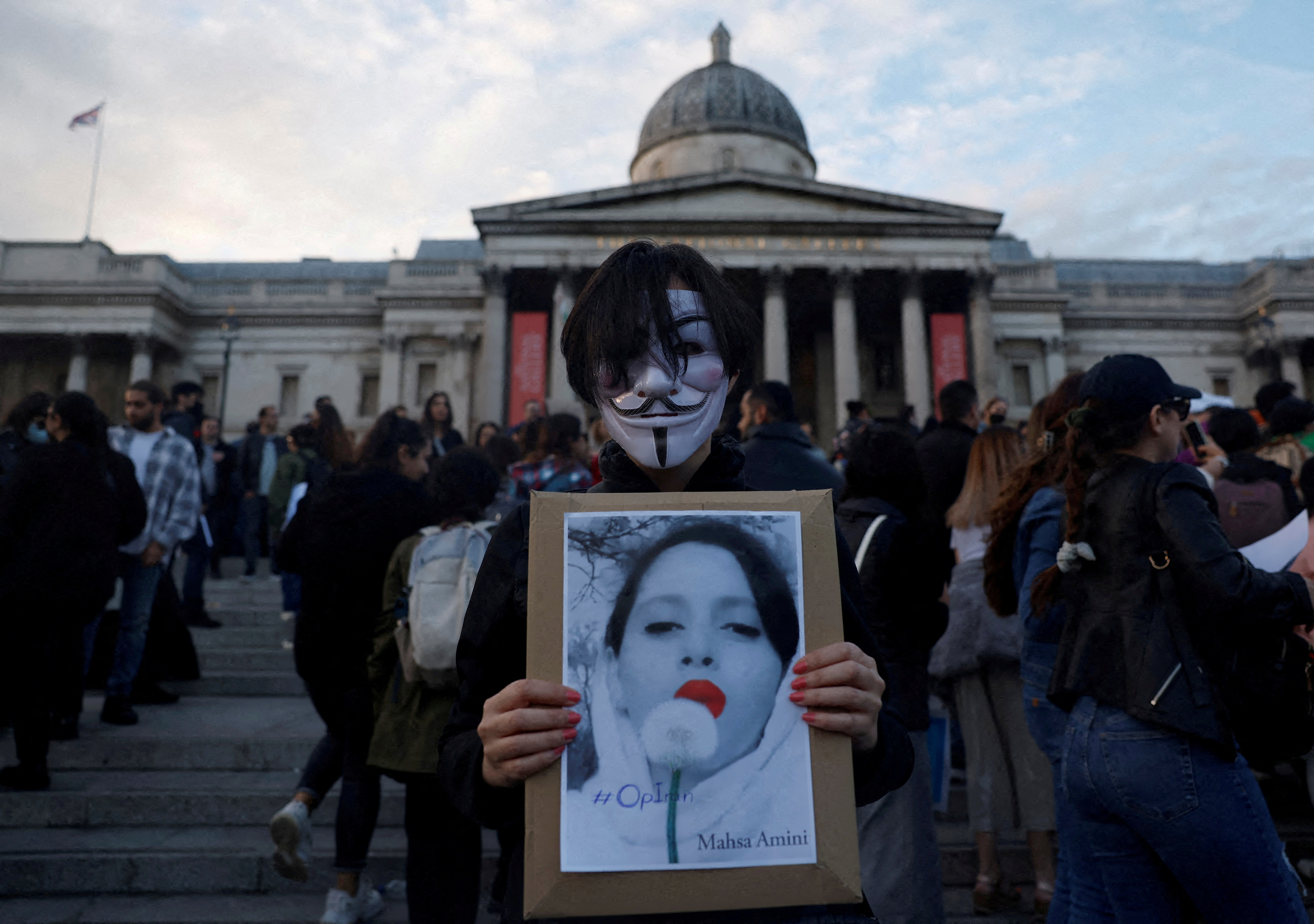 FILE PHOTO: People protest against the death of Iranian woman Mahsa Amini, in London