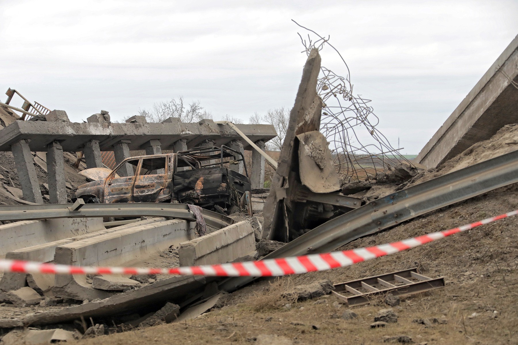Destroyed roads in Kherson Region, Ukraine - 16 Nov 2022