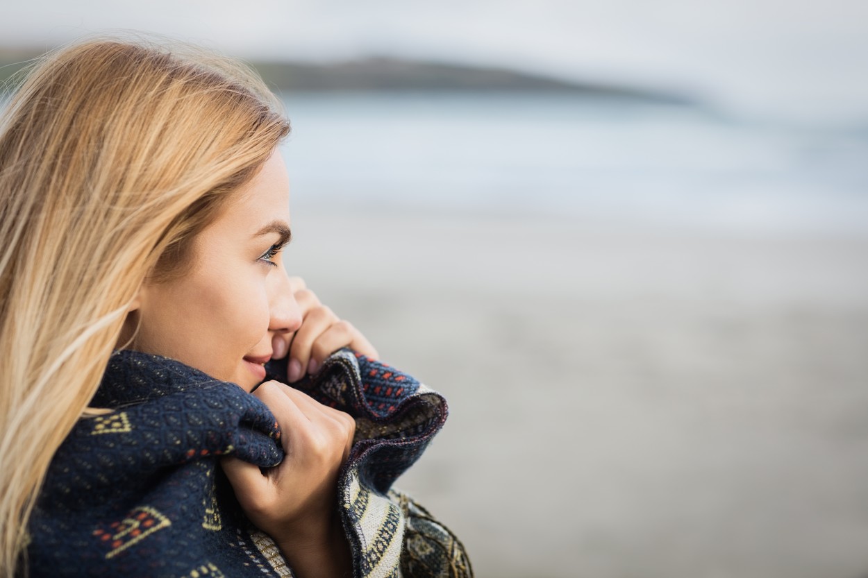 ženska, mraz, sproščanje