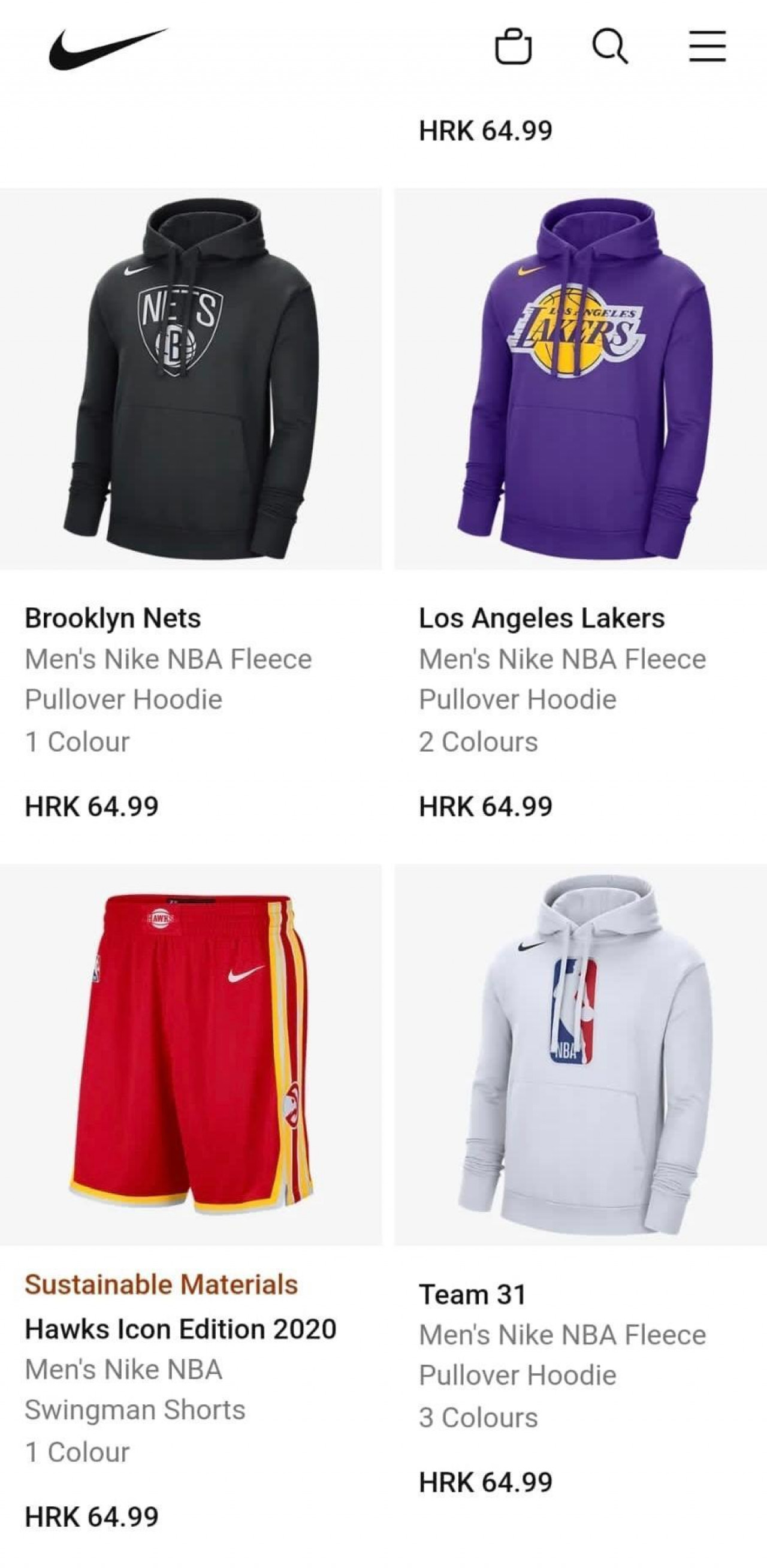 Posnetek zaslona Nike
