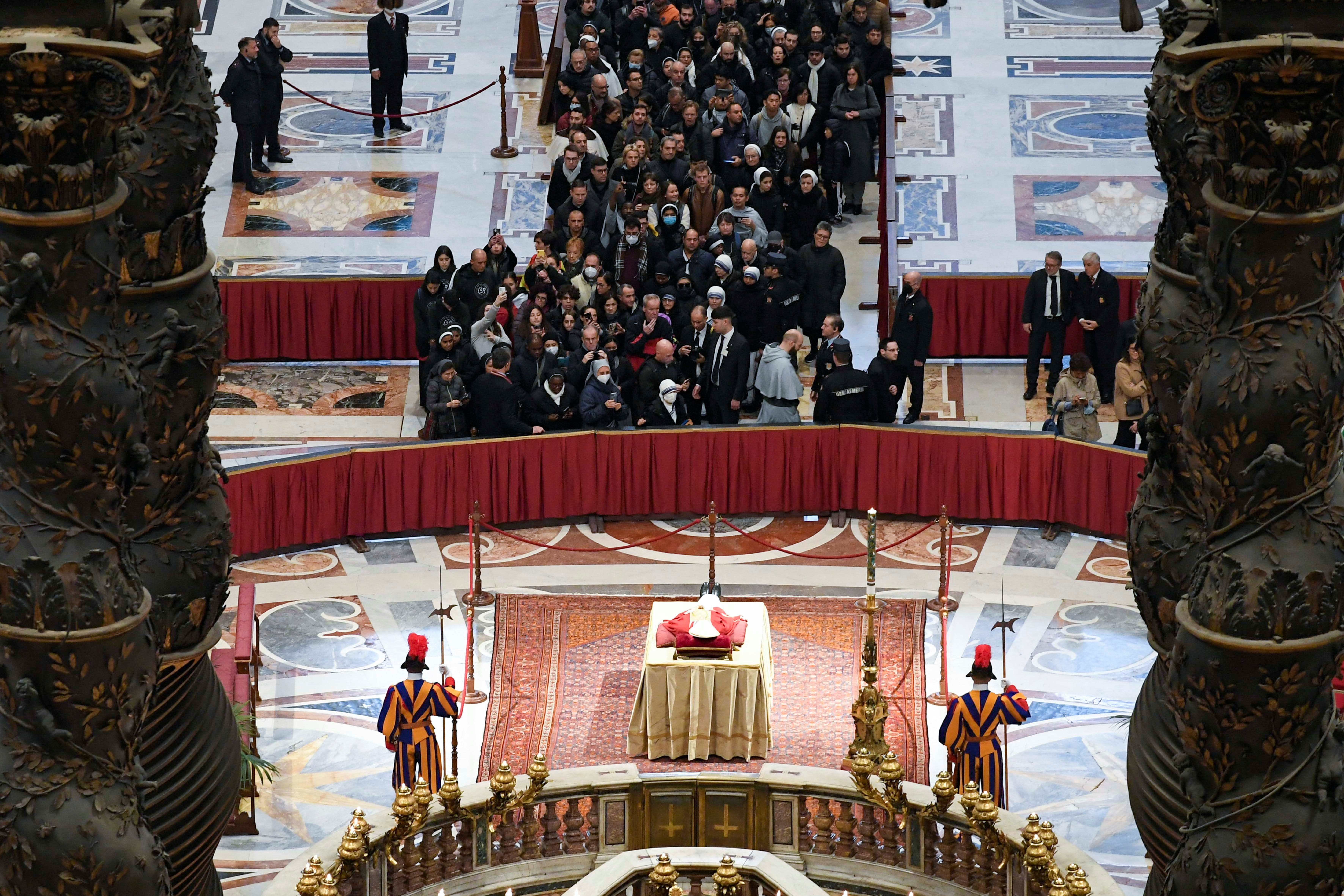 The body of former Pope Benedict lies at St. Peter's Basilica