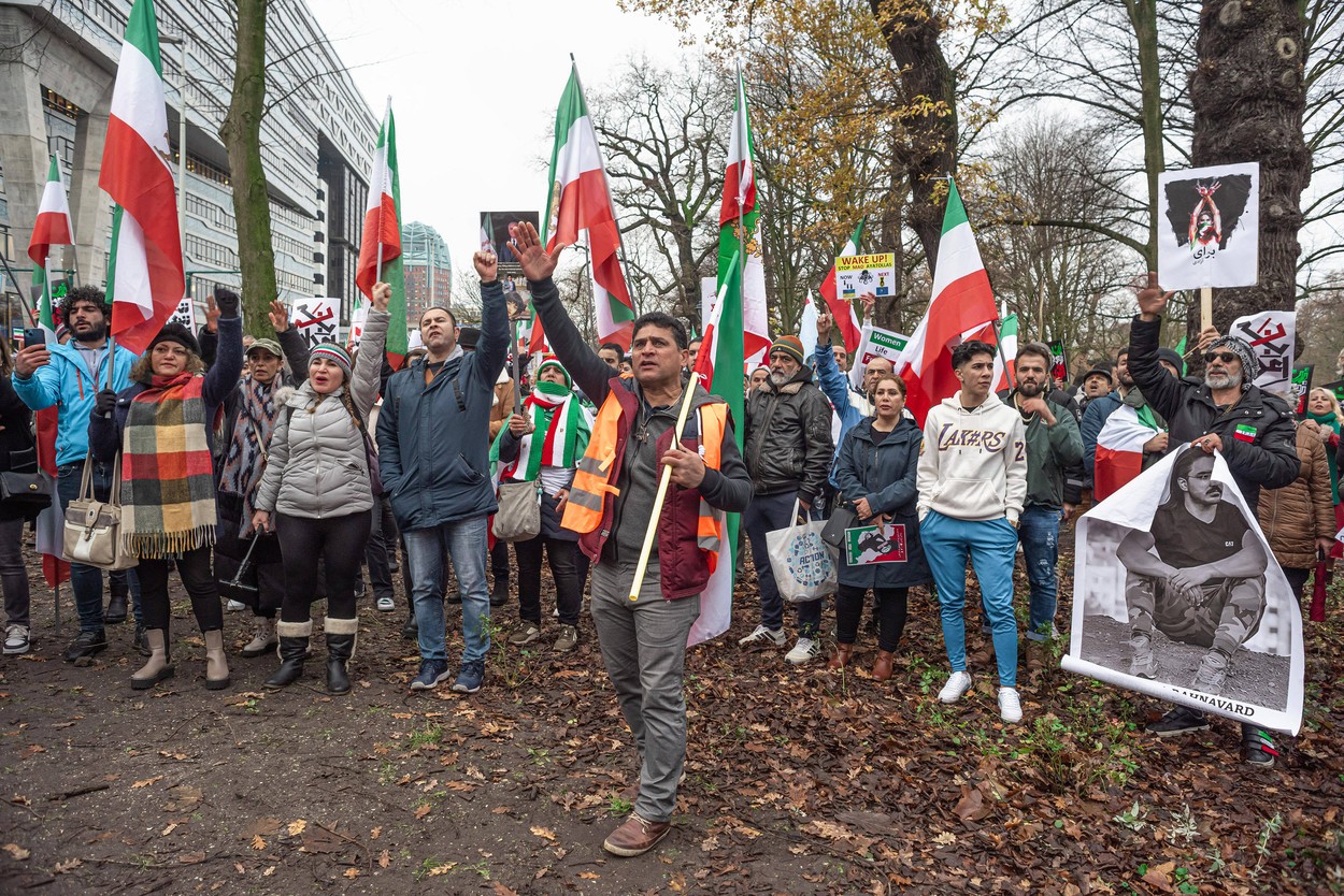 Large gathering of Iranians outside the Dutch House of Represent in The Hague, Netherlands - 21 Dec 2022