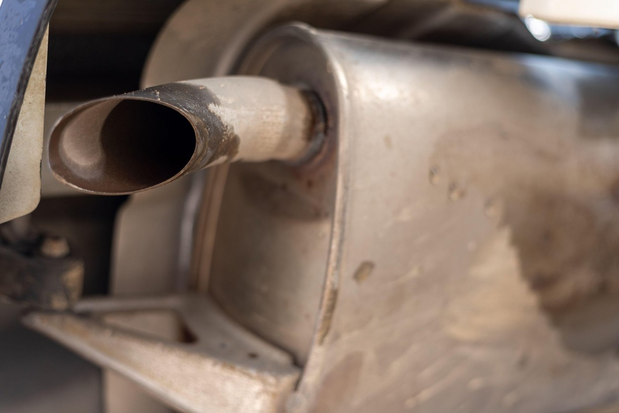 Car exhaust or muffler closeup view