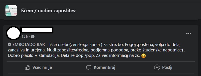 oglas za zaposlitev na facebooku