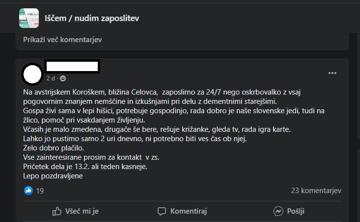 oglas za zaposlitev na facebooku