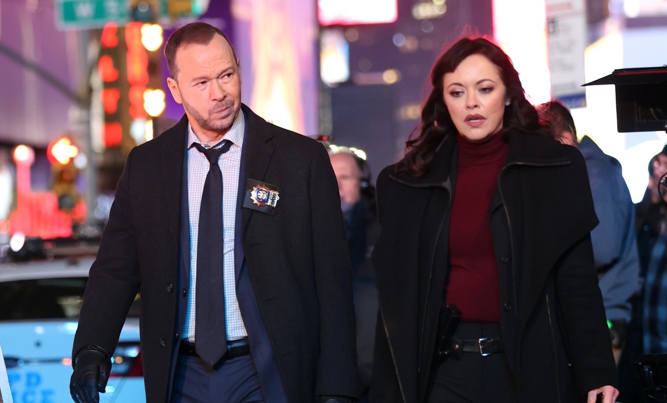 Donnie Wahlberg,  Marisa Ramirez at the "Blue Bloods" set in NYC