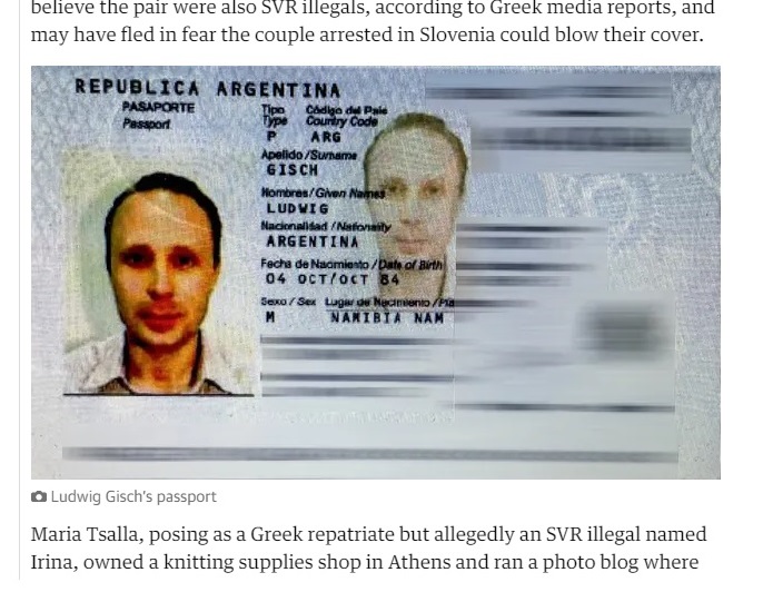 Potni list domnevnega ruskega vohuna