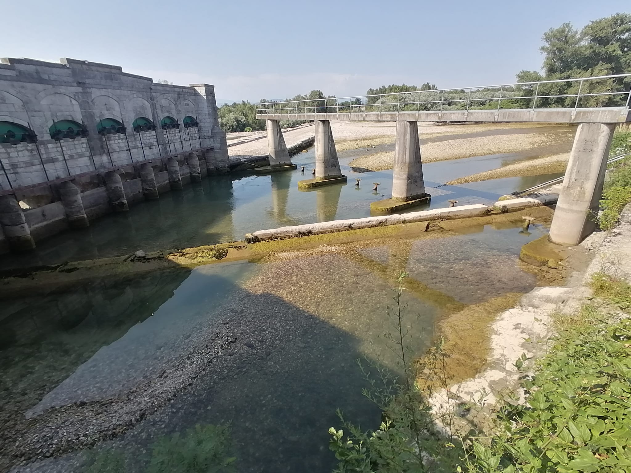 Soča, namakanje, jez v Zagraju, suša