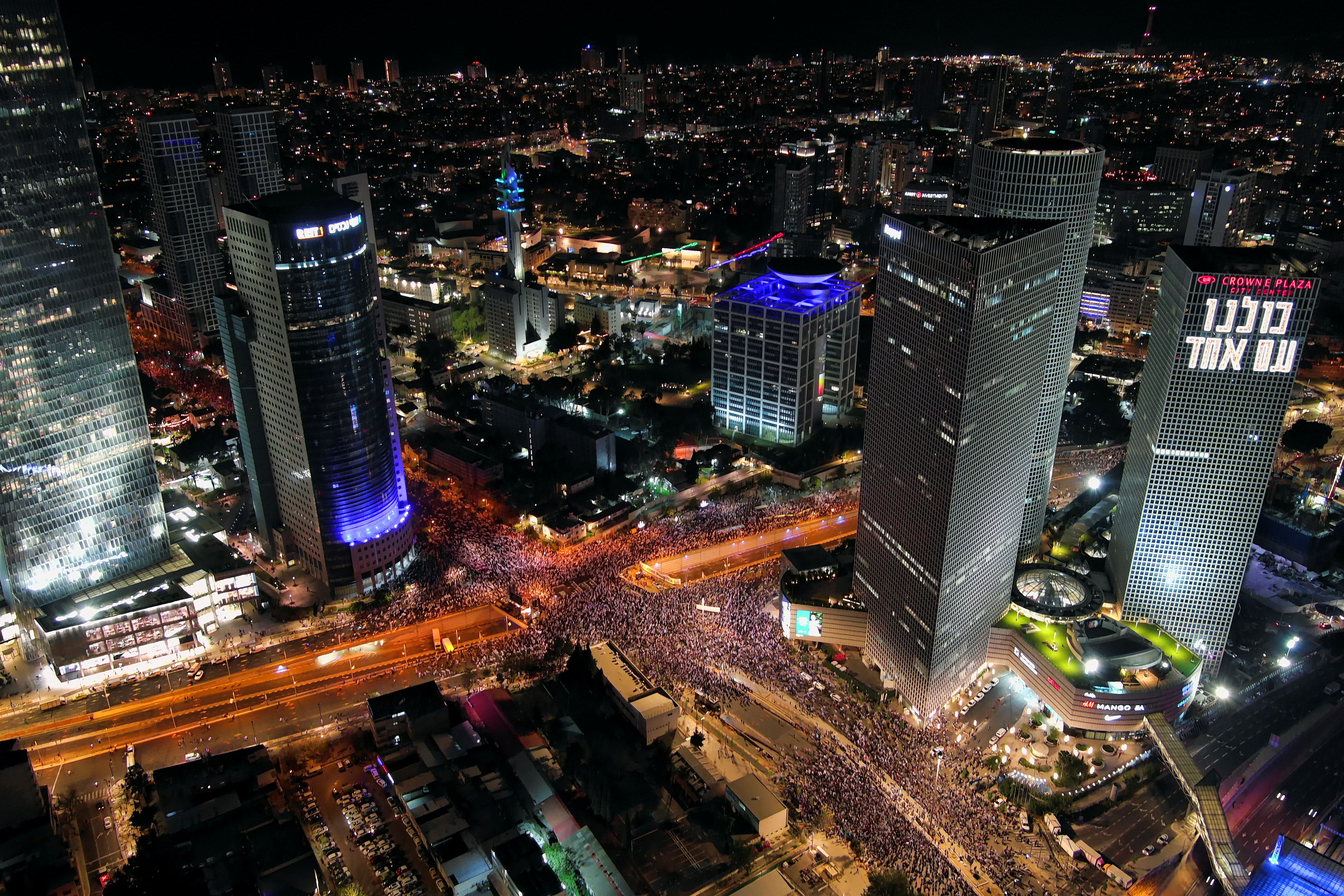 Demonstration against Israel's nationalist coalition government's judicial overhaul, in Tel Aviv